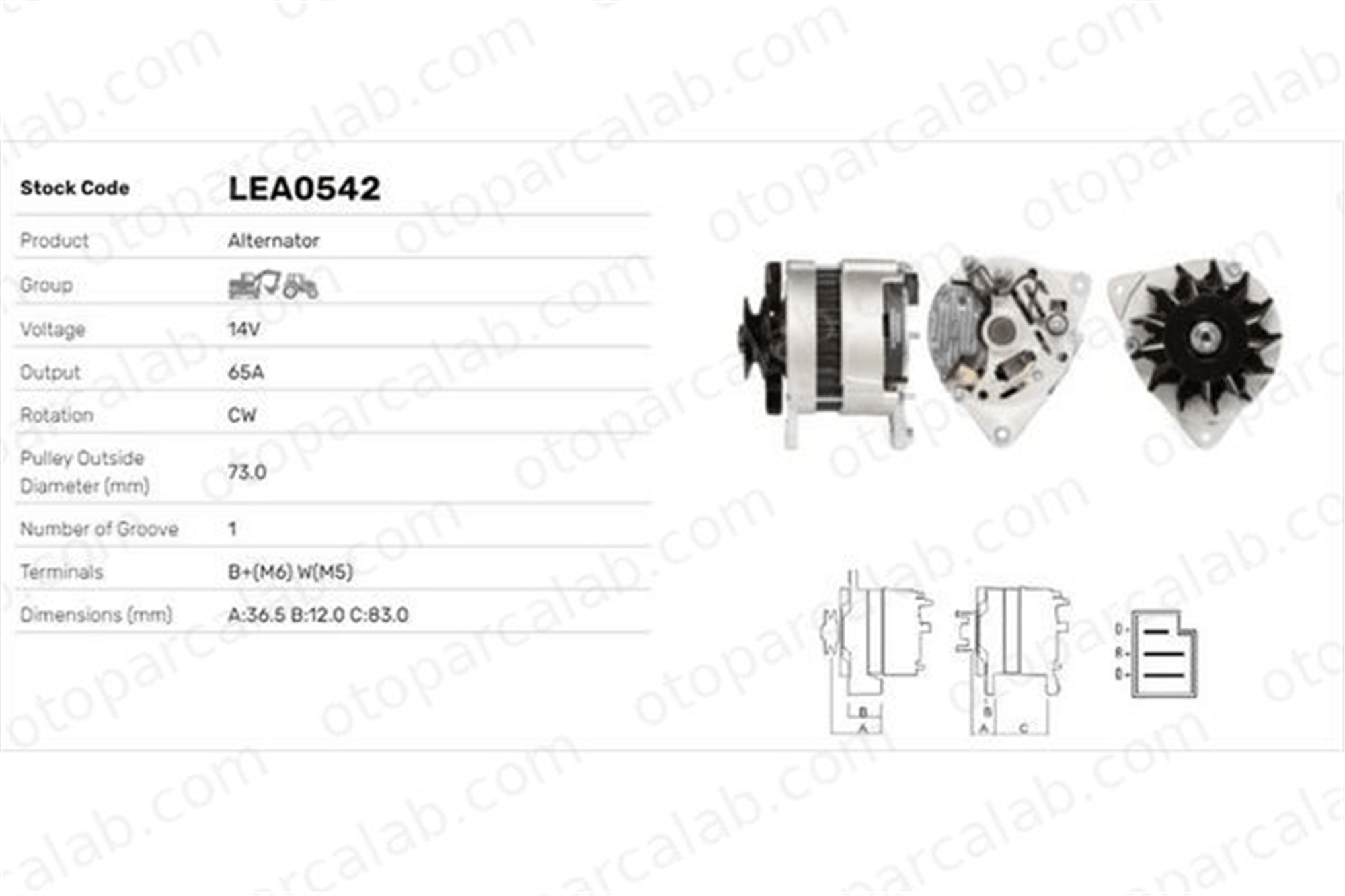 LUCAS ELEKTRIK LEA0542 Alternatör LANDINI REX Series 1 LEA0542 3909793M1