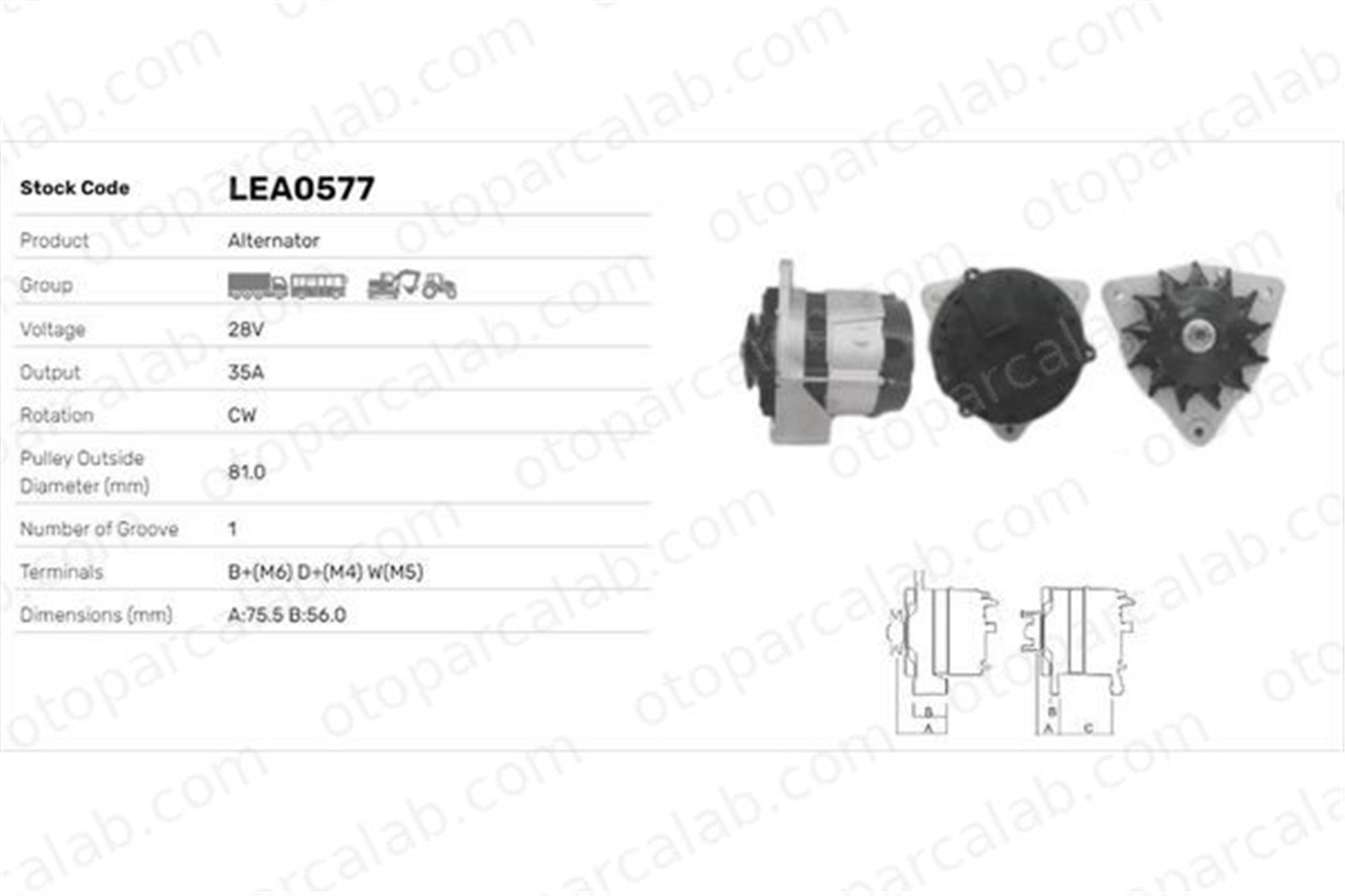 LUCAS ELEKTRIK LEA0577 Alternatör MAHINDRA CJ 3 LEA0577