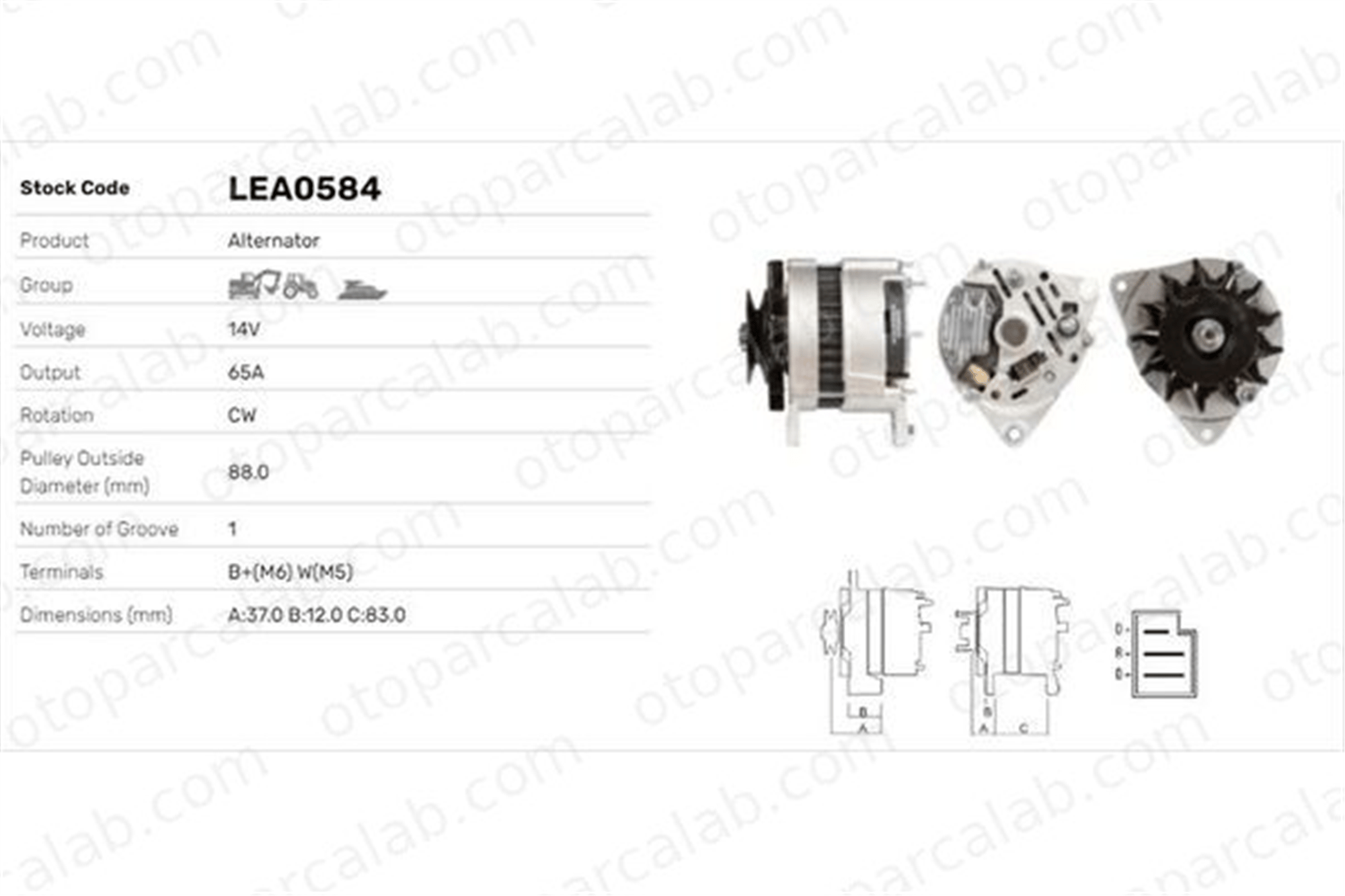 LUCAS ELEKTRIK LEA0584 Alternatör FORD FIESTA I FIESTA Kasa/eğik arka LEA0584 6005706647