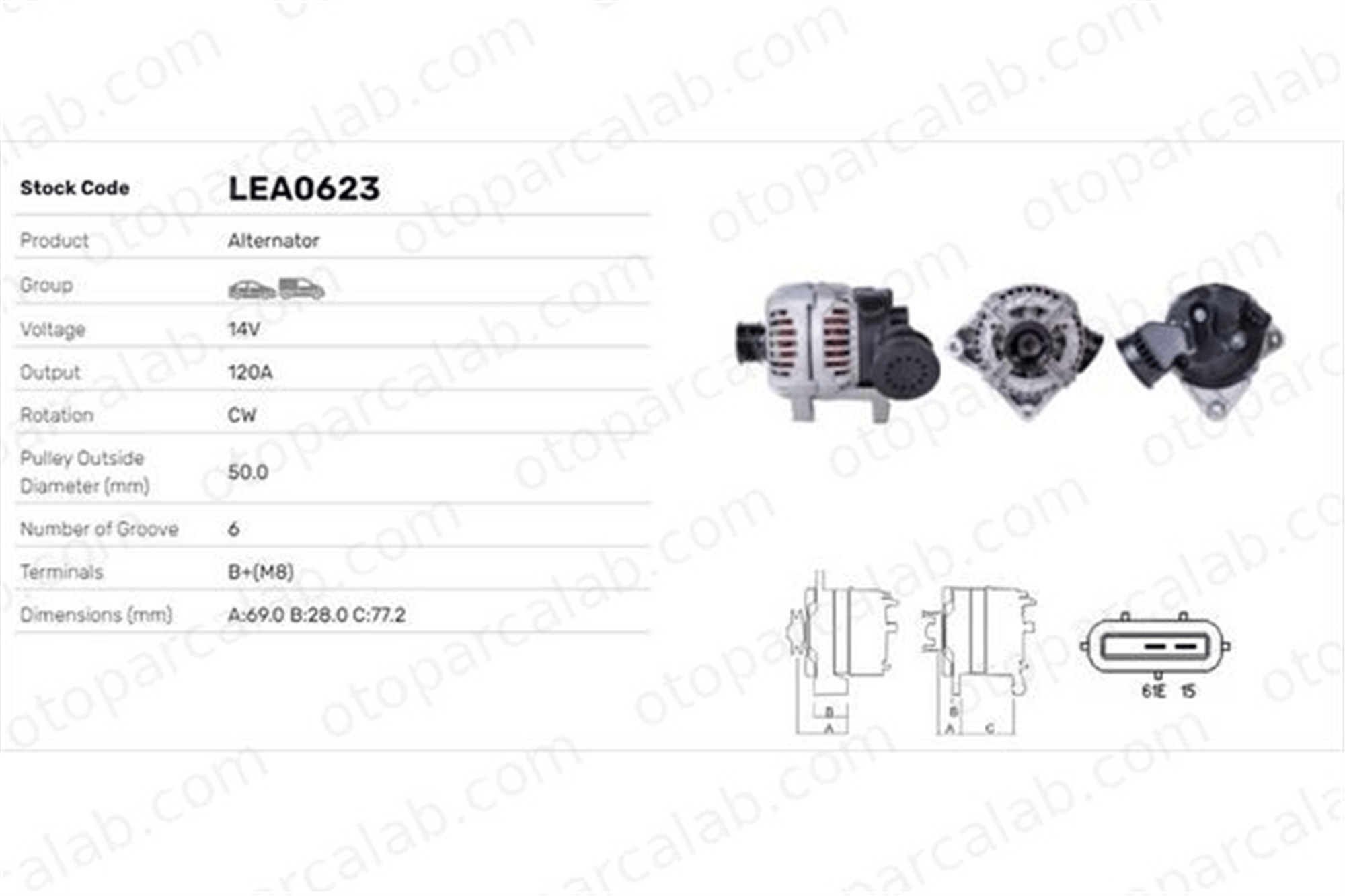 LUCAS ELEKTRIK LEA0623 Alternatör BMW 5 5 Touring LEA0623 12311432980