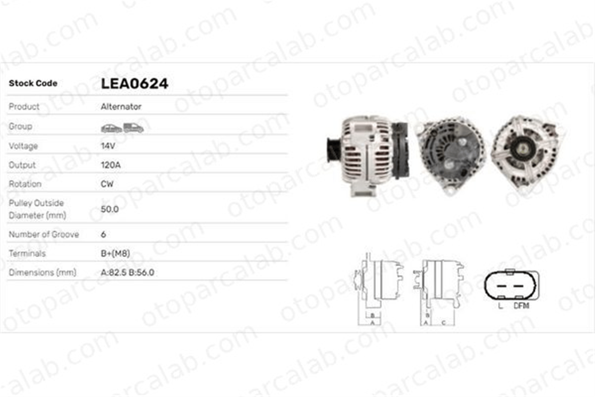 LUCAS ELEKTRIK LEA0624 Alternatör MERCEDES-BENZ E-SERISI E-SERISI T-Model LEA0624 5097755AA