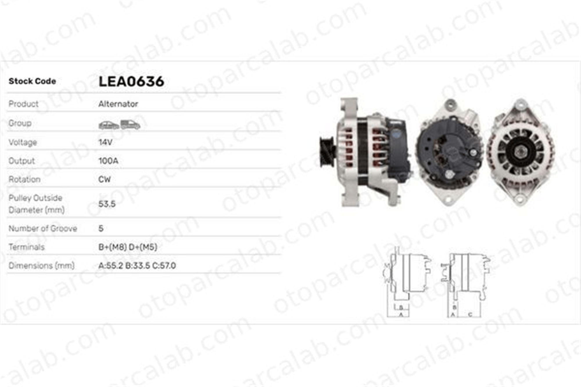 LUCAS ELEKTRIK LEA0636 Alternatör OPEL ASTRA G Station wagon ASTRA G Coupe LEA0636 55556071