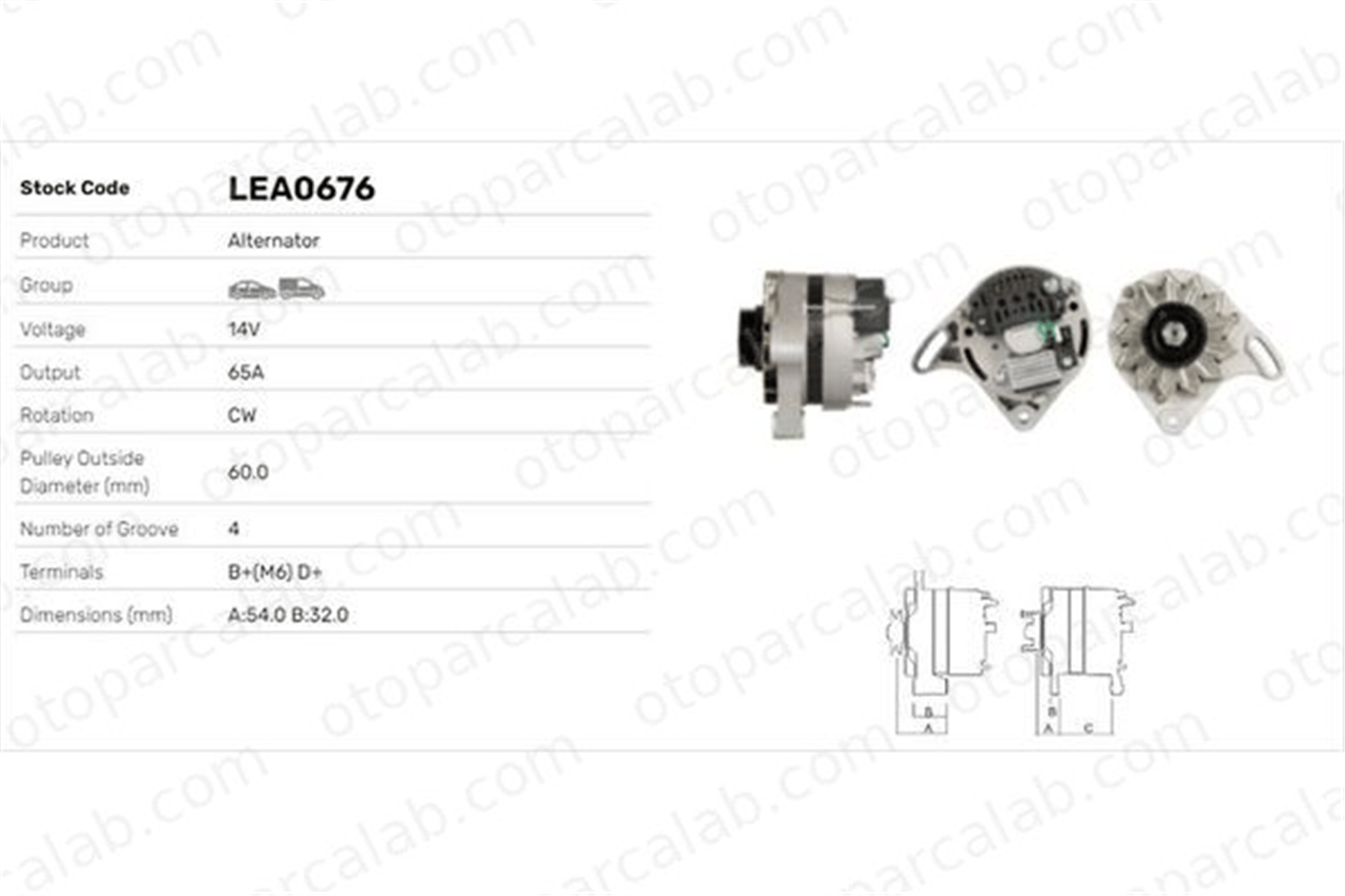LUCAS ELEKTRIK LEA0676 Alternatör LANCIA Y10 FIAT PANDA LEA0676 46231658