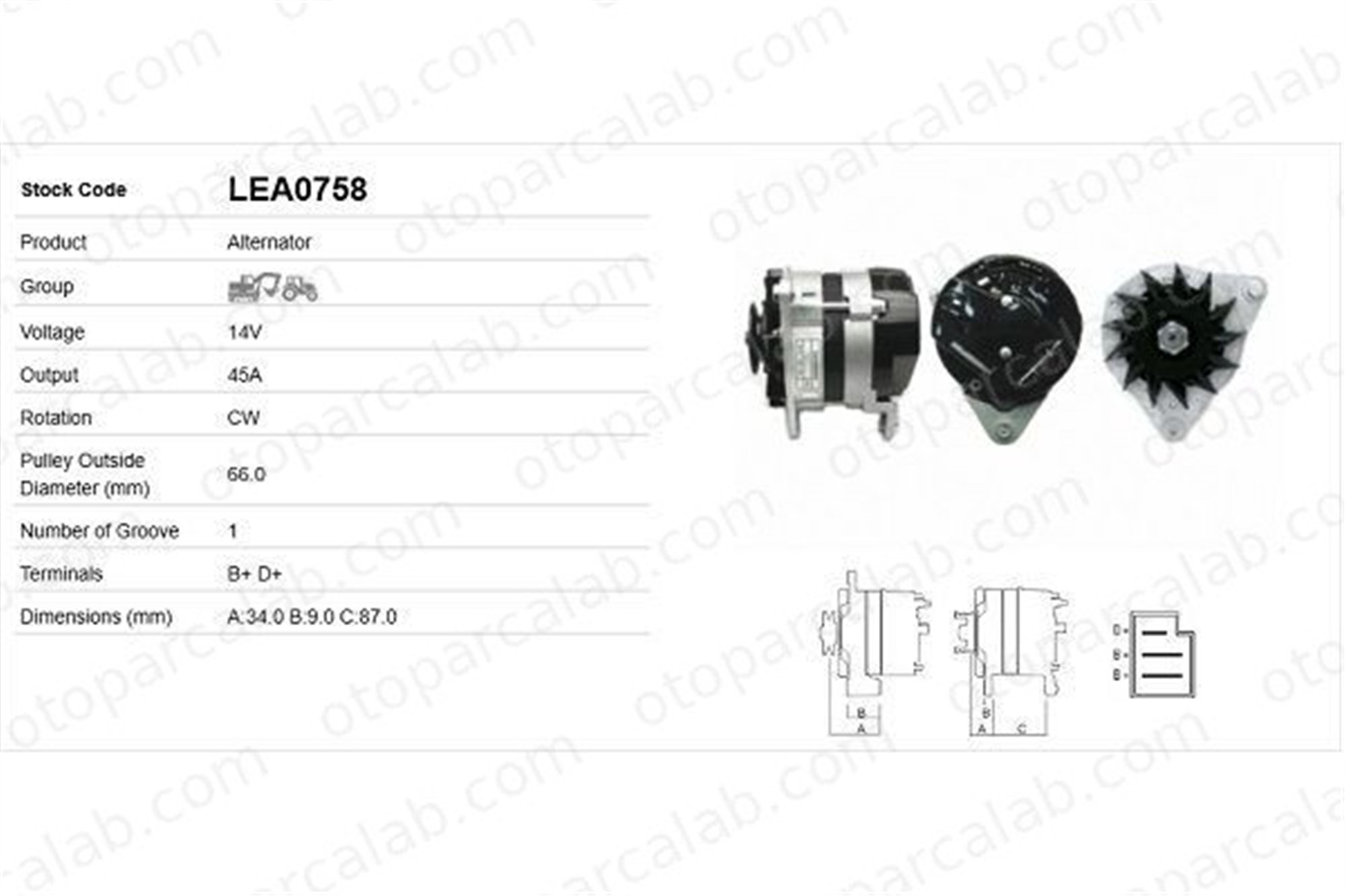 LUCAS ELEKTRIK LEA0758 Alternatör FORD ESCORT II TRANSIT Minibüs/Otobüs 448206 5003657