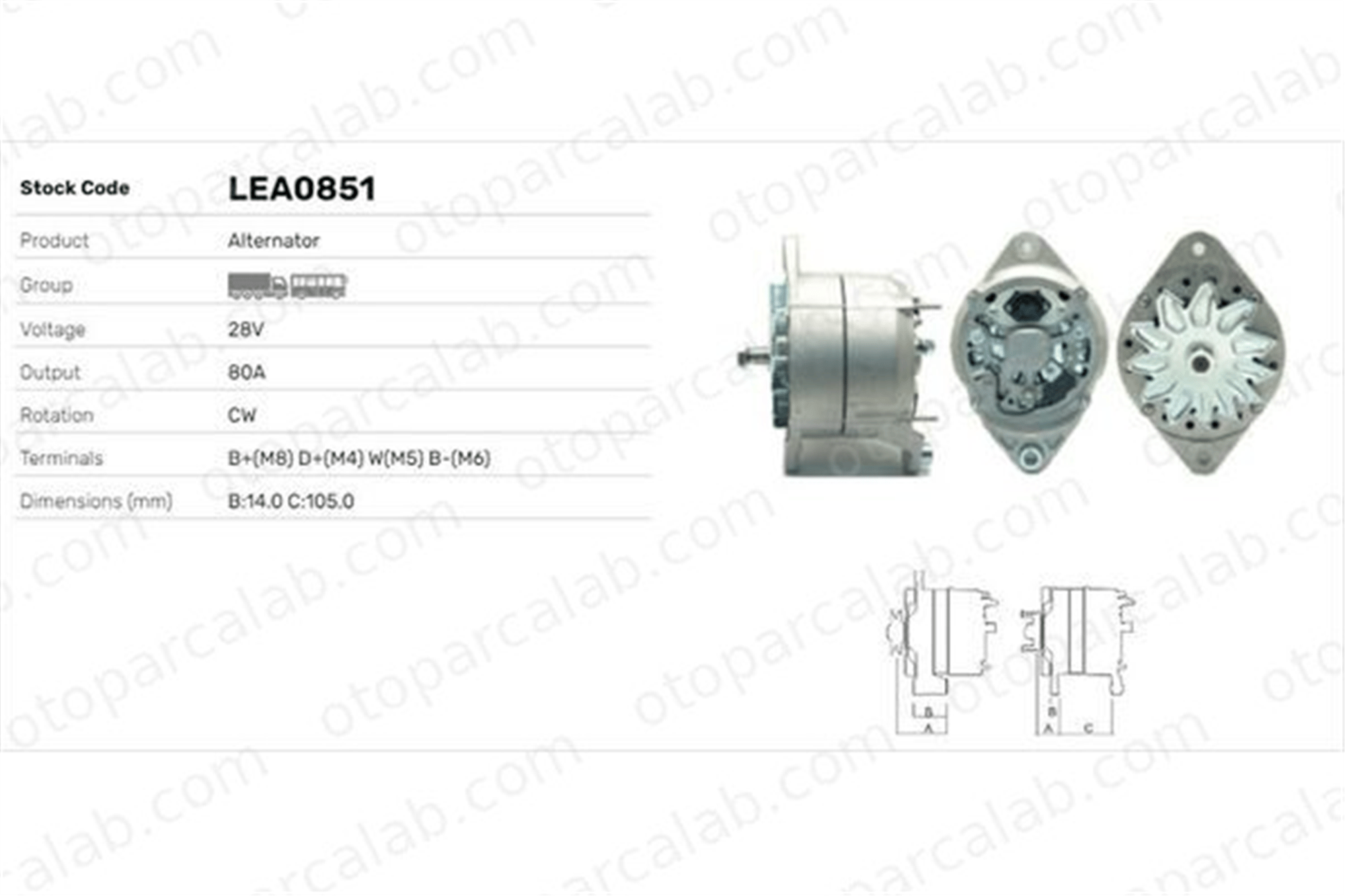 LUCAS ELEKTRIK LEA0851 Alternatör VOLVO FL6 FL10 LRA024701096758 8156817