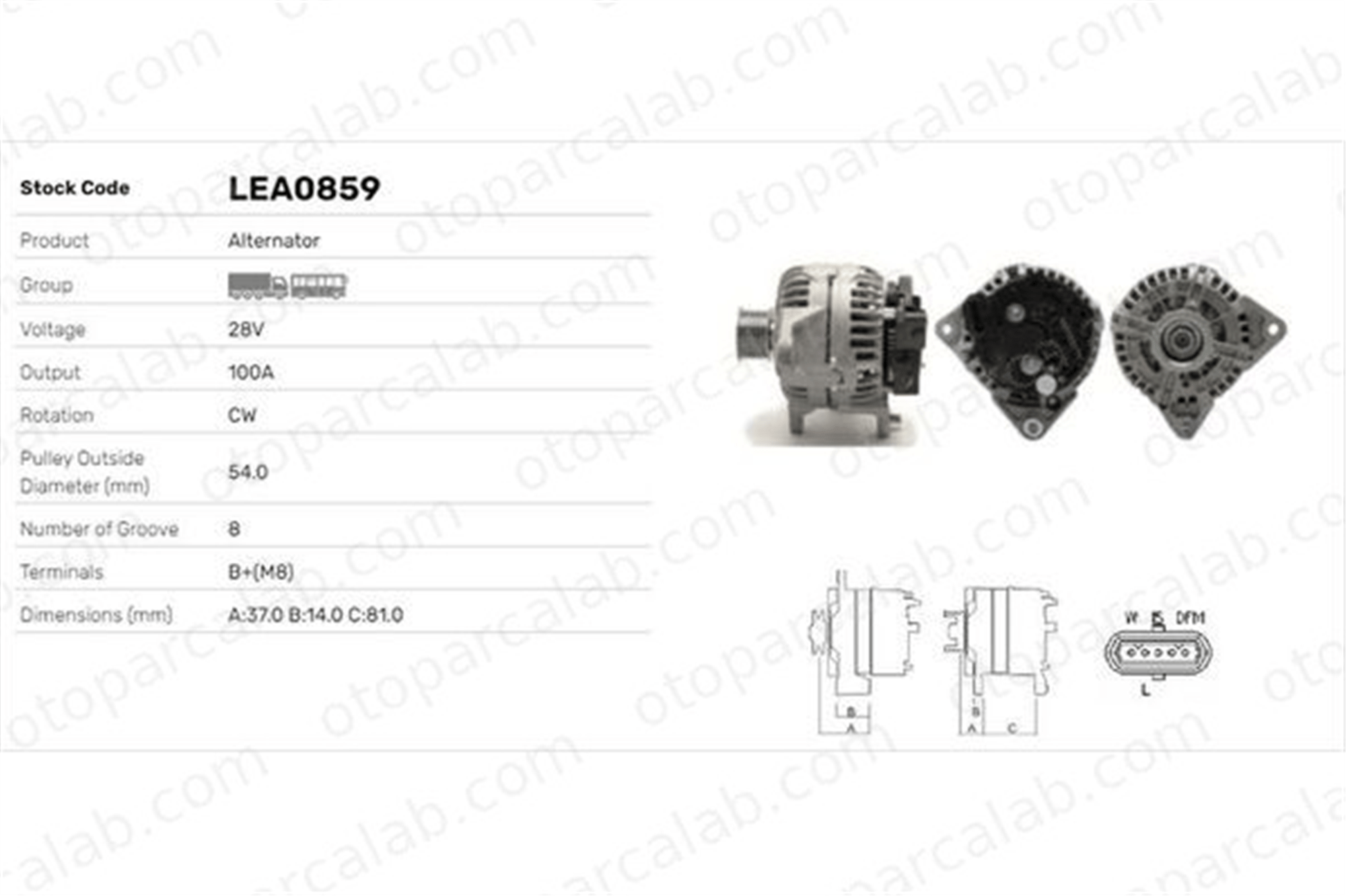 LUCAS ELEKTRIK LEA0859 Alternatör DAF XF II XD 1387388 1400520