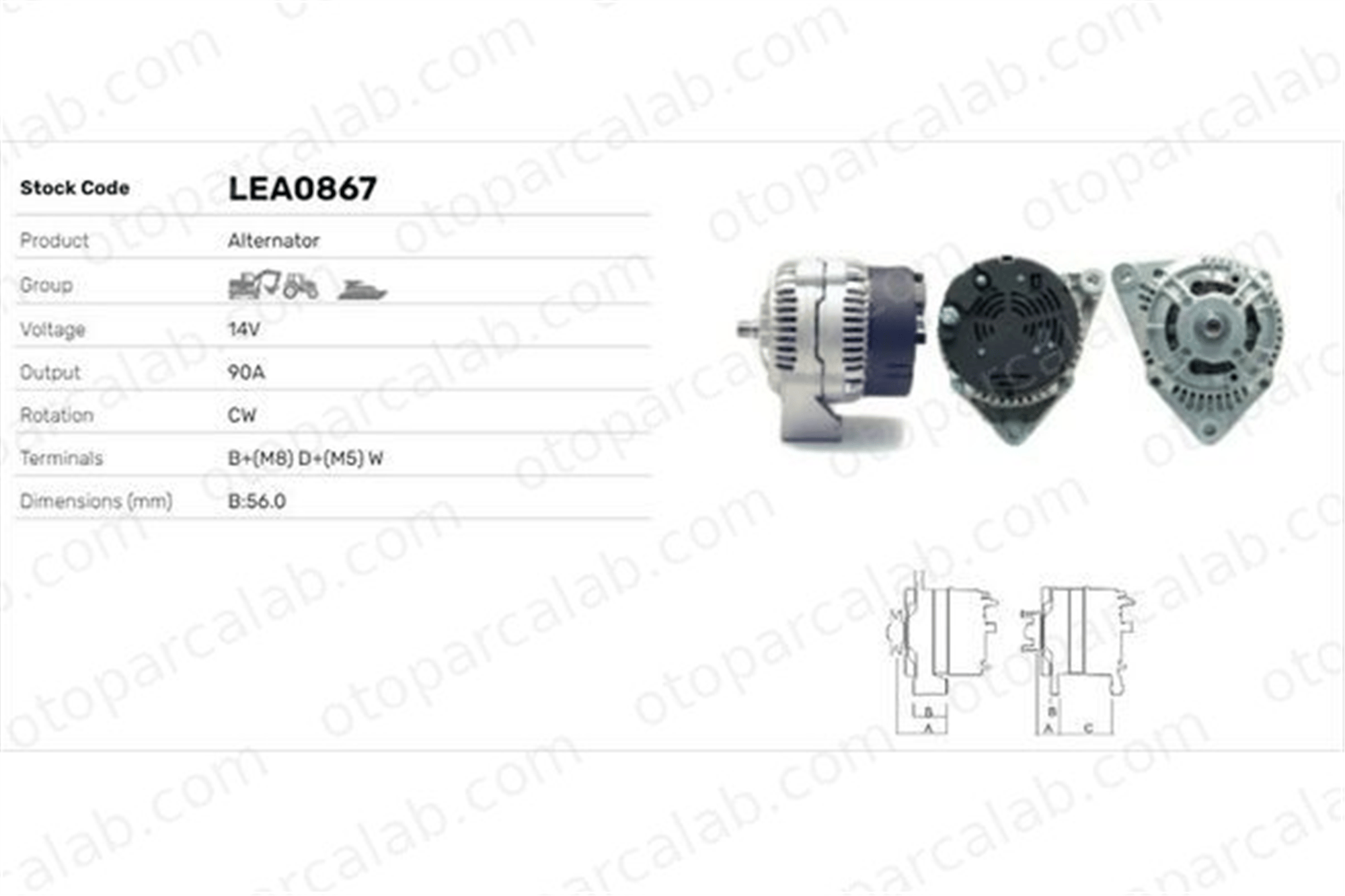 LUCAS ELEKTRIK LEA0867 Alternatör FENDT Farmer Favorit 20509446 5716783