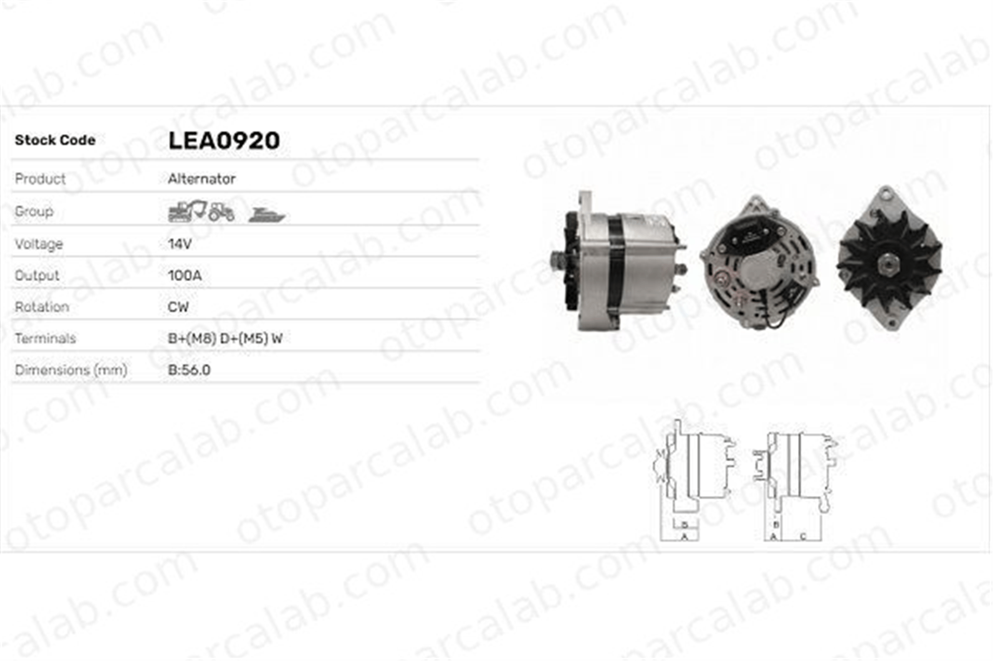 LUCAS ELEKTRIK LEA0920 Alternatör JOHN DEERE Series 6 Series 5 AL207586 AL60033