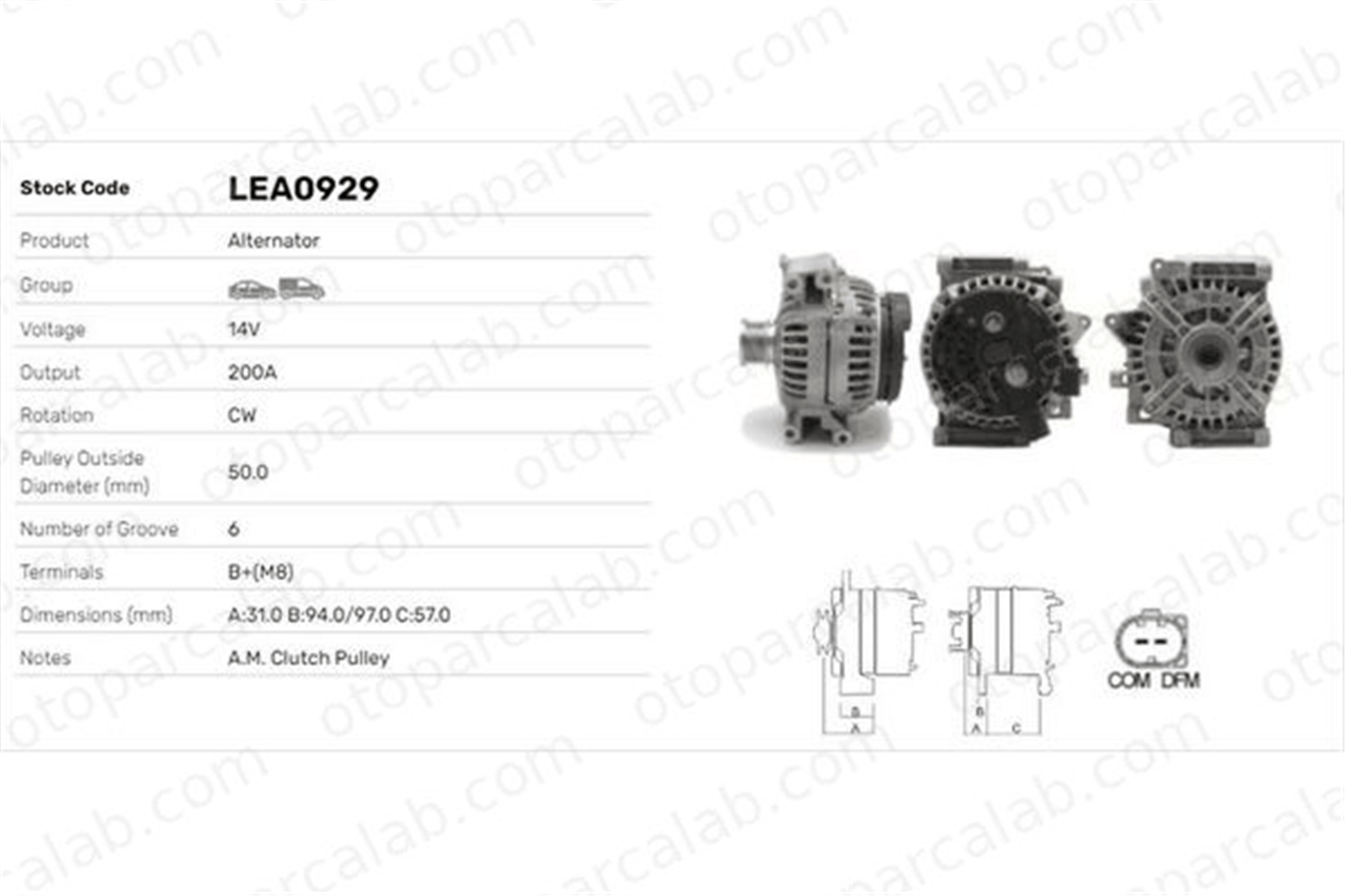 LUCAS ELEKTRIK LEA0929 Alternatör MERCEDES-BENZ E-SERISI E-SERISI T-Model LEA0929 131540002