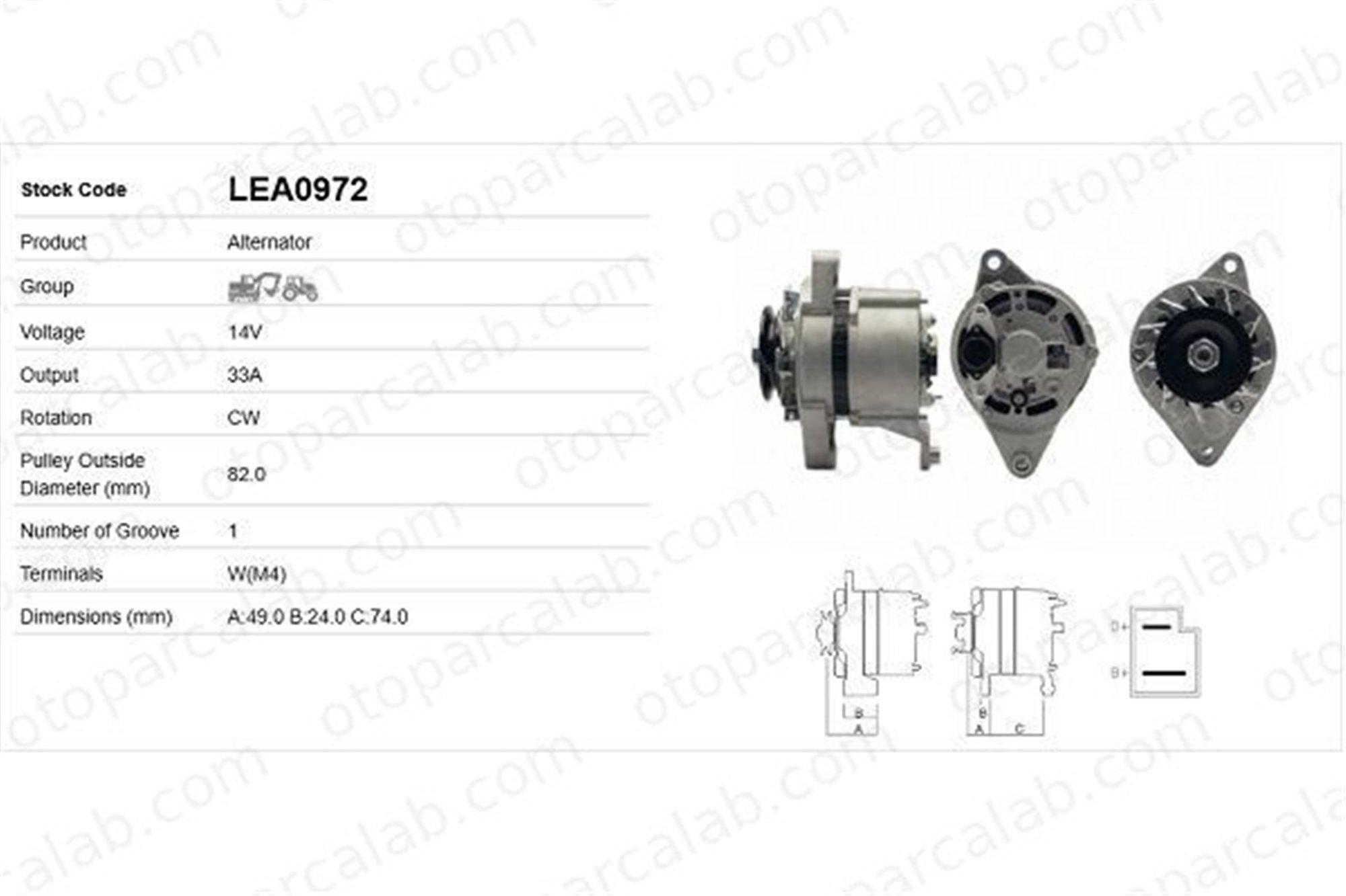 LUCAS ELEKTRIK LEA0972 Alternatör FIAT 90 66 77250410 C000900010010
