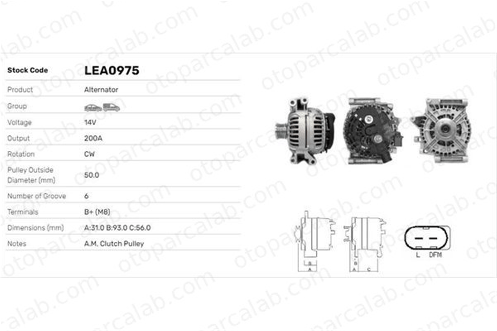 LUCAS ELEKTRIK LEA0975 Alternatör MERCEDES-BENZ E-SERISI E-SERISI T-Model 111549802 0111549802