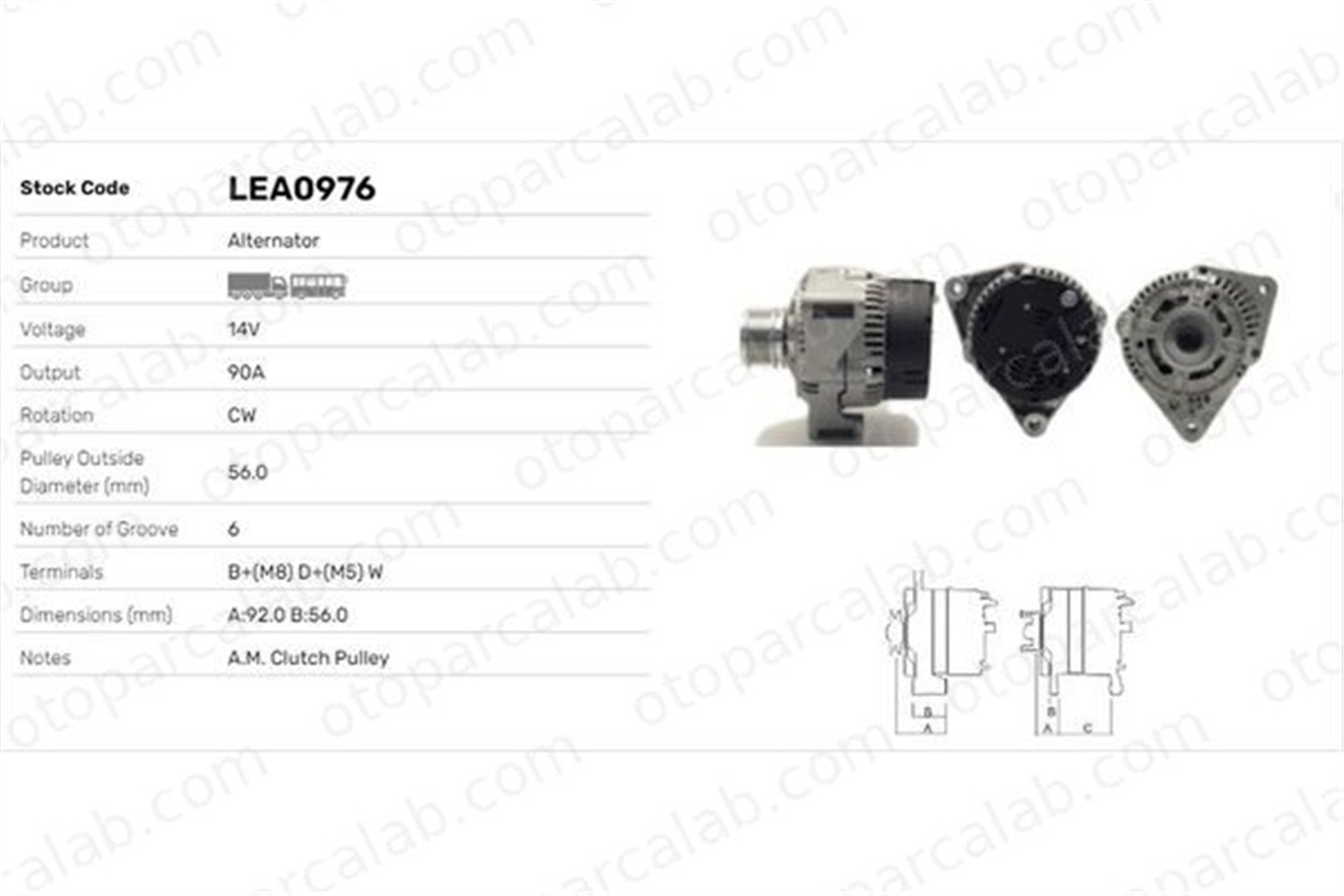 LUCAS ELEKTRIK LEA0976 Alternatör MERCEDES-BENZ SPRINTER 4-t Panelvan/Van C-SERISI A0111540402 1182039