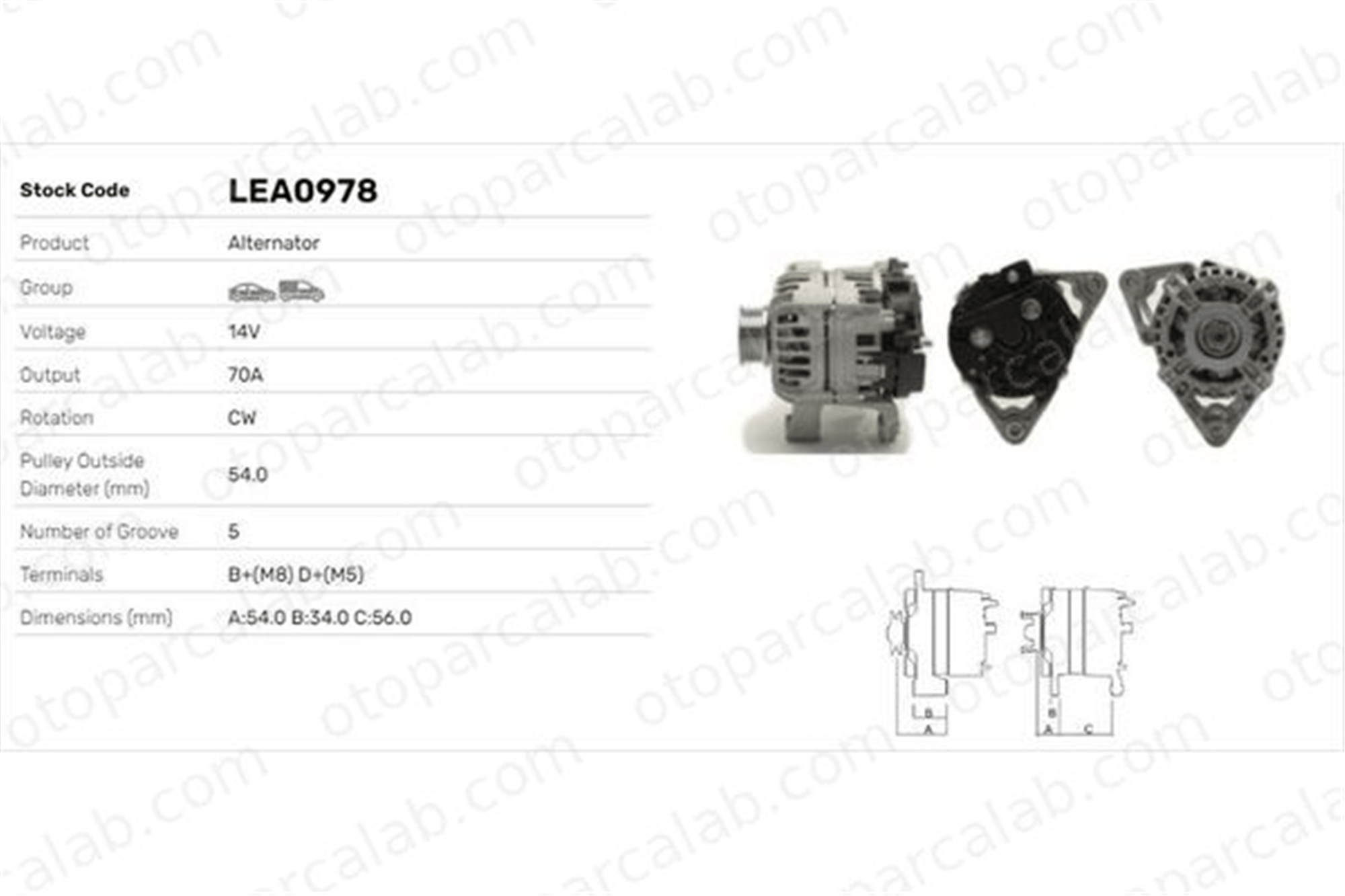 LUCAS ELEKTRIK LEA0978 Alternatör OPEL AGILA ASTRA H 1204136 13156052