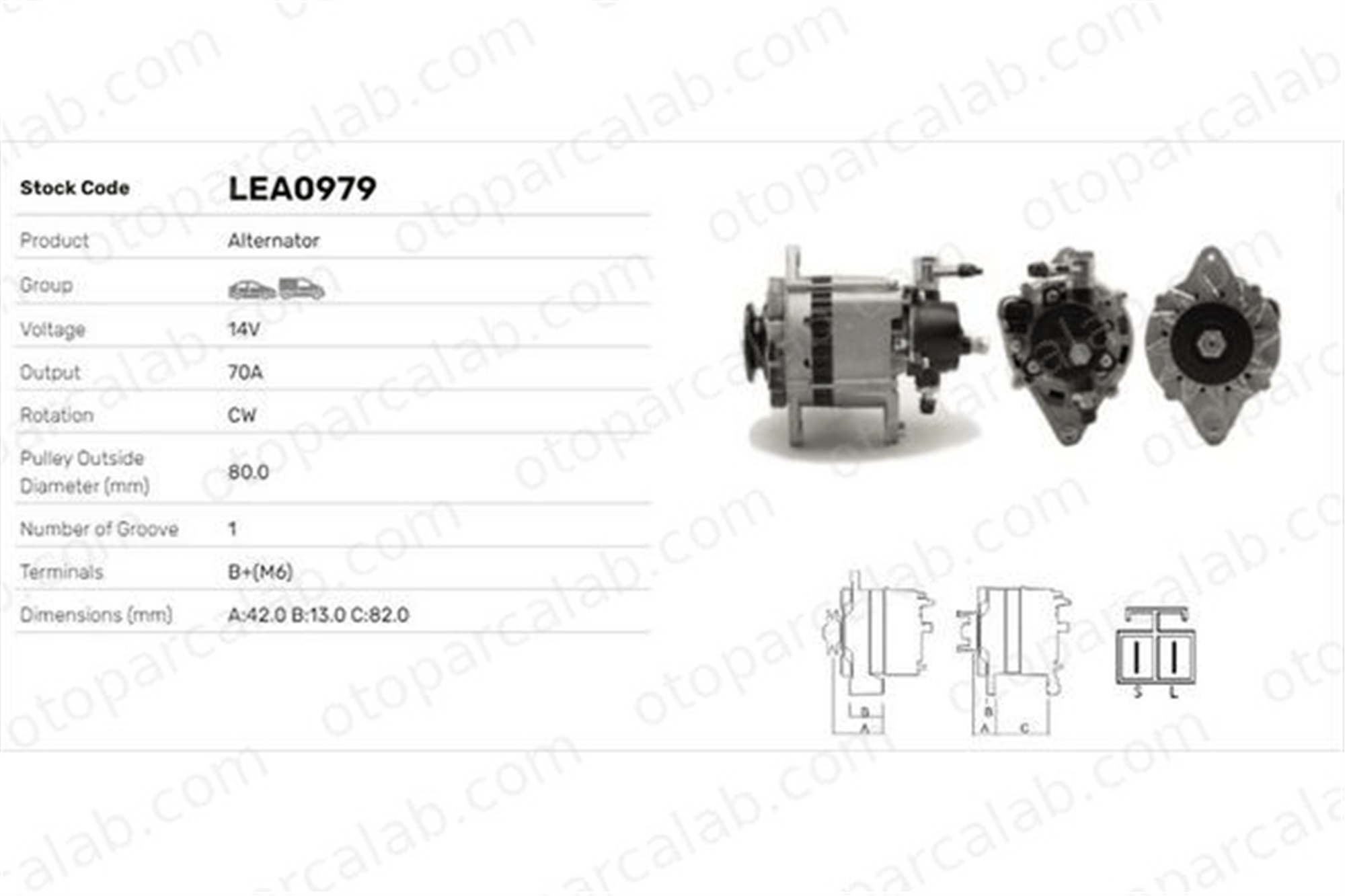 LUCAS ELEKTRIK LEA0979 Alternatör NISSAN PICK UP PATROL GR IV LR140422 LR150425