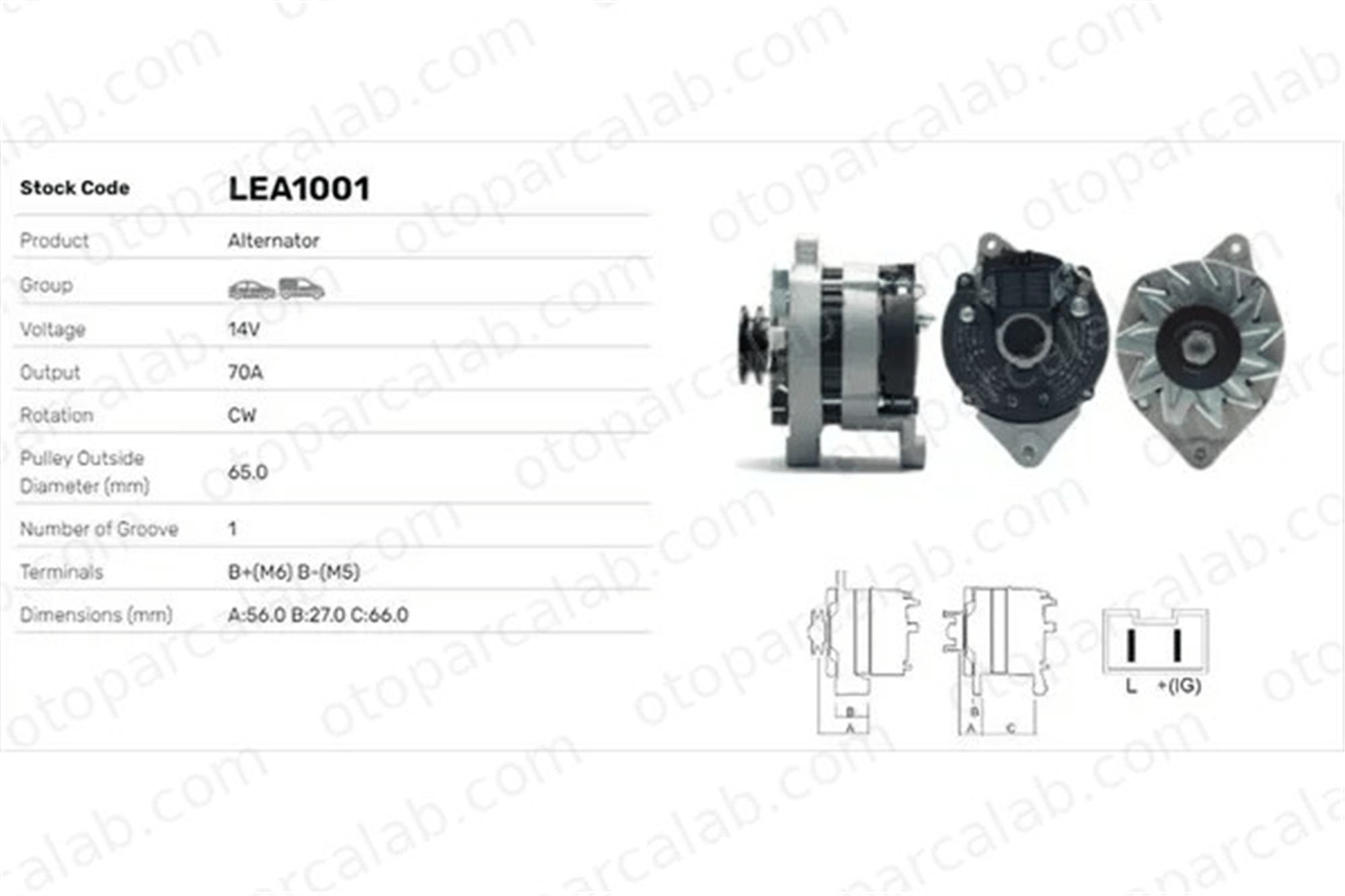 LUCAS ELEKTRIK LEA1001 Alternatör RENAULT RAPID Kasa/büyük limuzin CLIO I LEA1001 541595