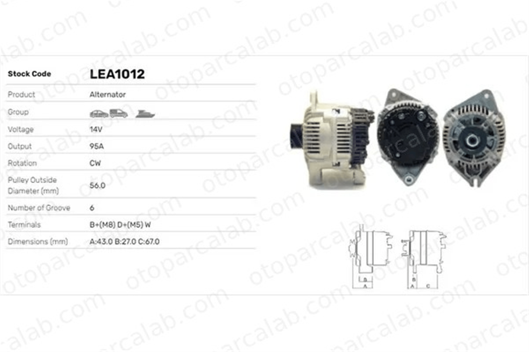LUCAS ELEKTRIK LEA1012 Alternatör CITROËN JUMPER Minibüs/Otobüs JUMPER Panelvan/Van LEA1012 5701A8