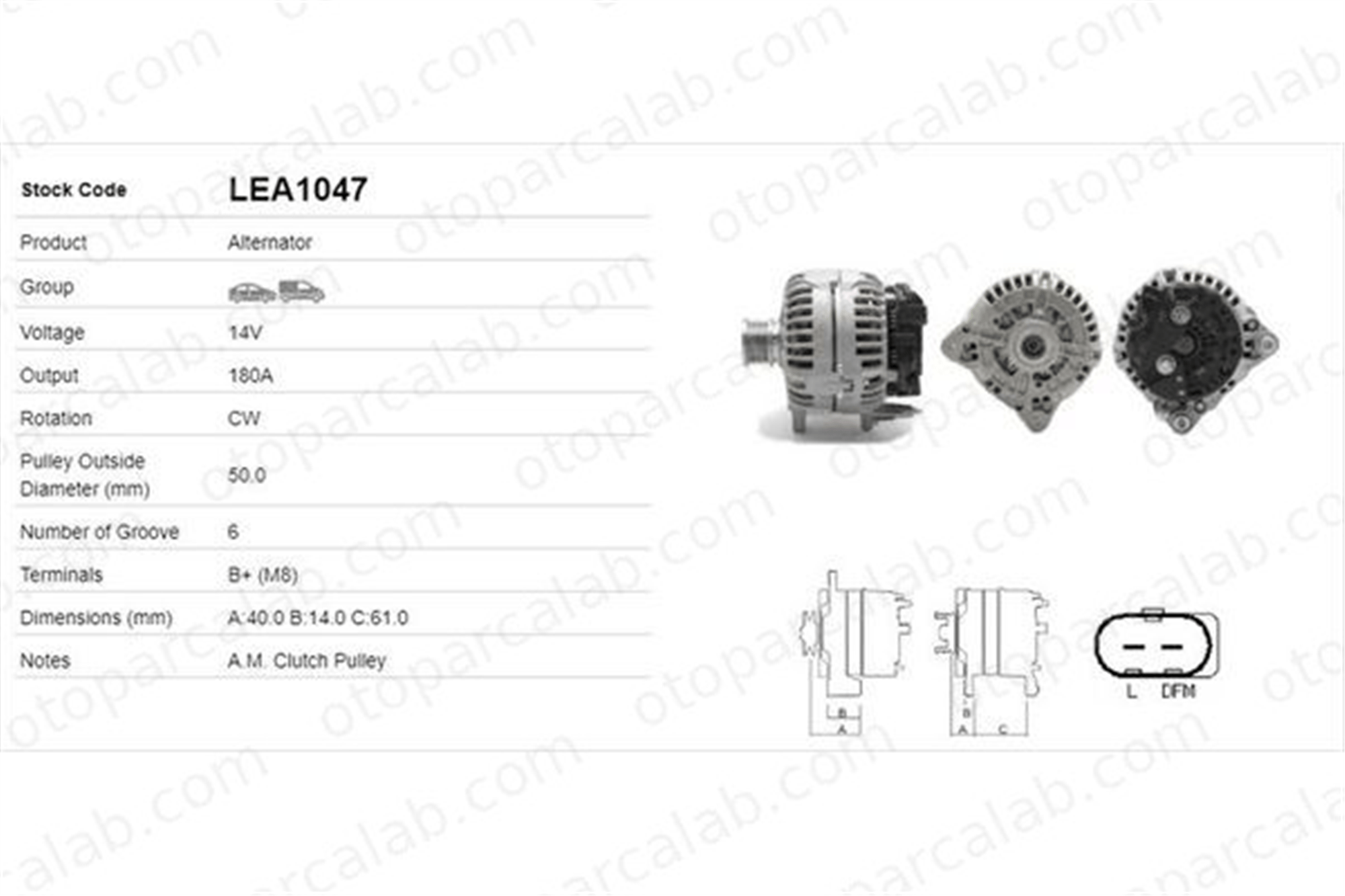 LUCAS ELEKTRIK LEA1047 Alternatör VW TRANSPORTER T5 Minibüs/Otobüs TRANSPORTER T5 Panelvan/Van 3G903023F 03G903023F