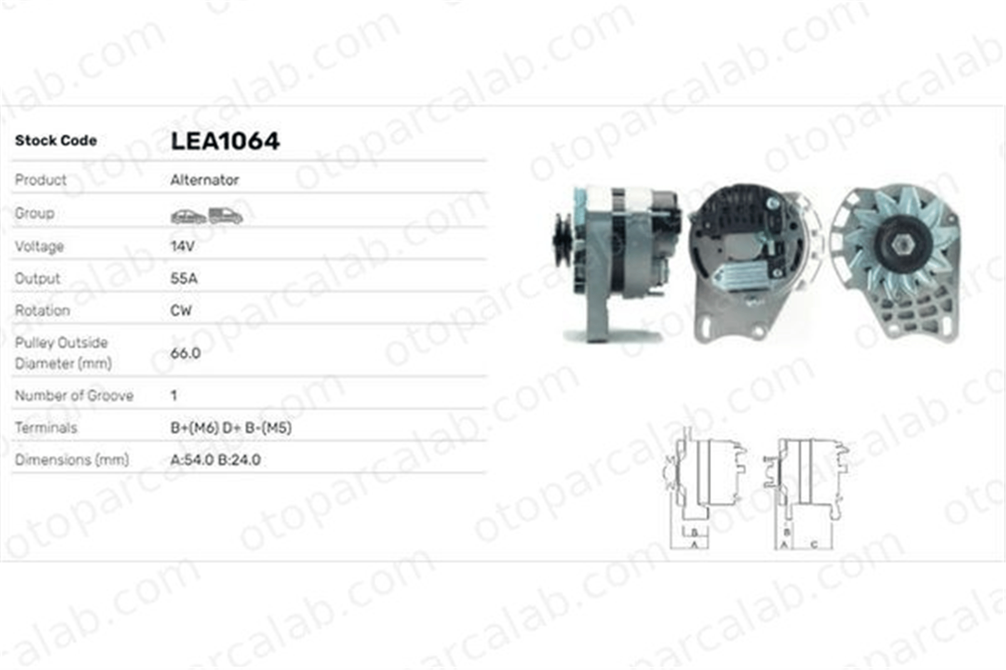 LUCAS ELEKTRIK LEA1064 Alternatör FIAT PANDA SEAT MARBELLA 4242498 4274759