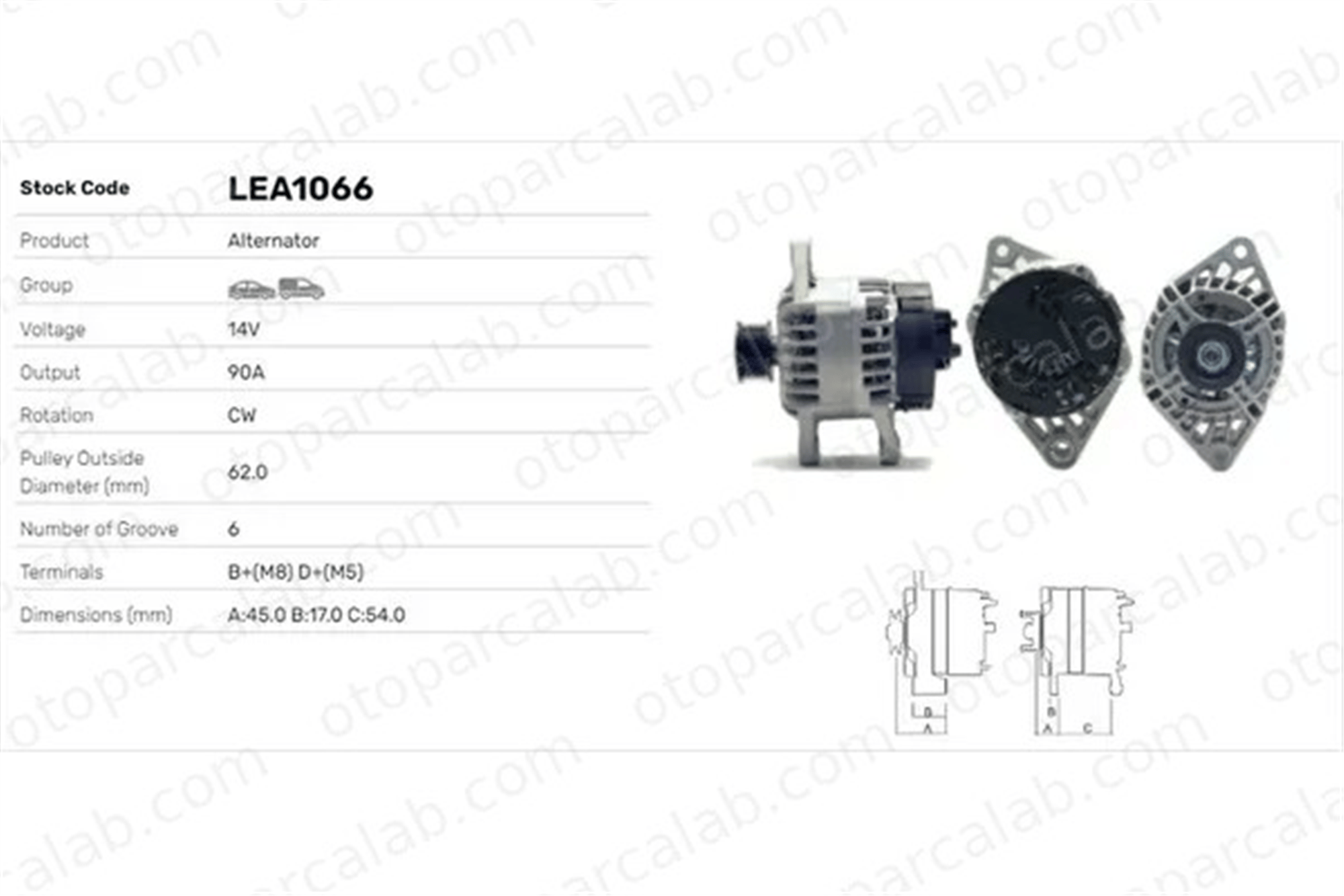 LUCAS ELEKTRIK LEA1066 Alternatör ALFA ROMEO SPIDER 146 LEA1066 60816488