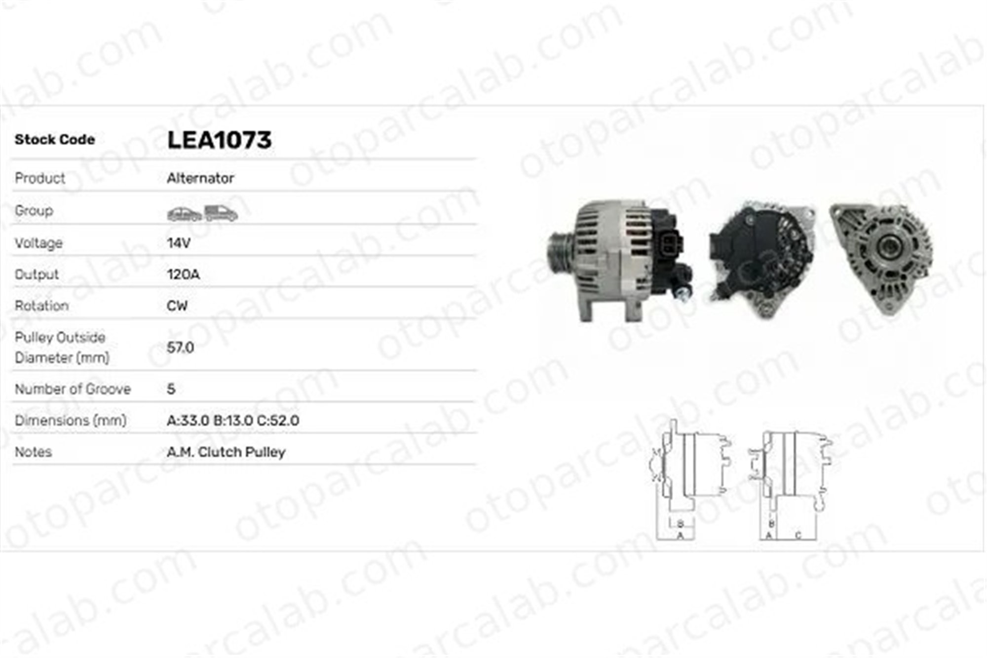 LUCAS ELEKTRIK LEA1073 Alternatör KIA VENGA HYUNDAI GETZ LEA1073 373002A100