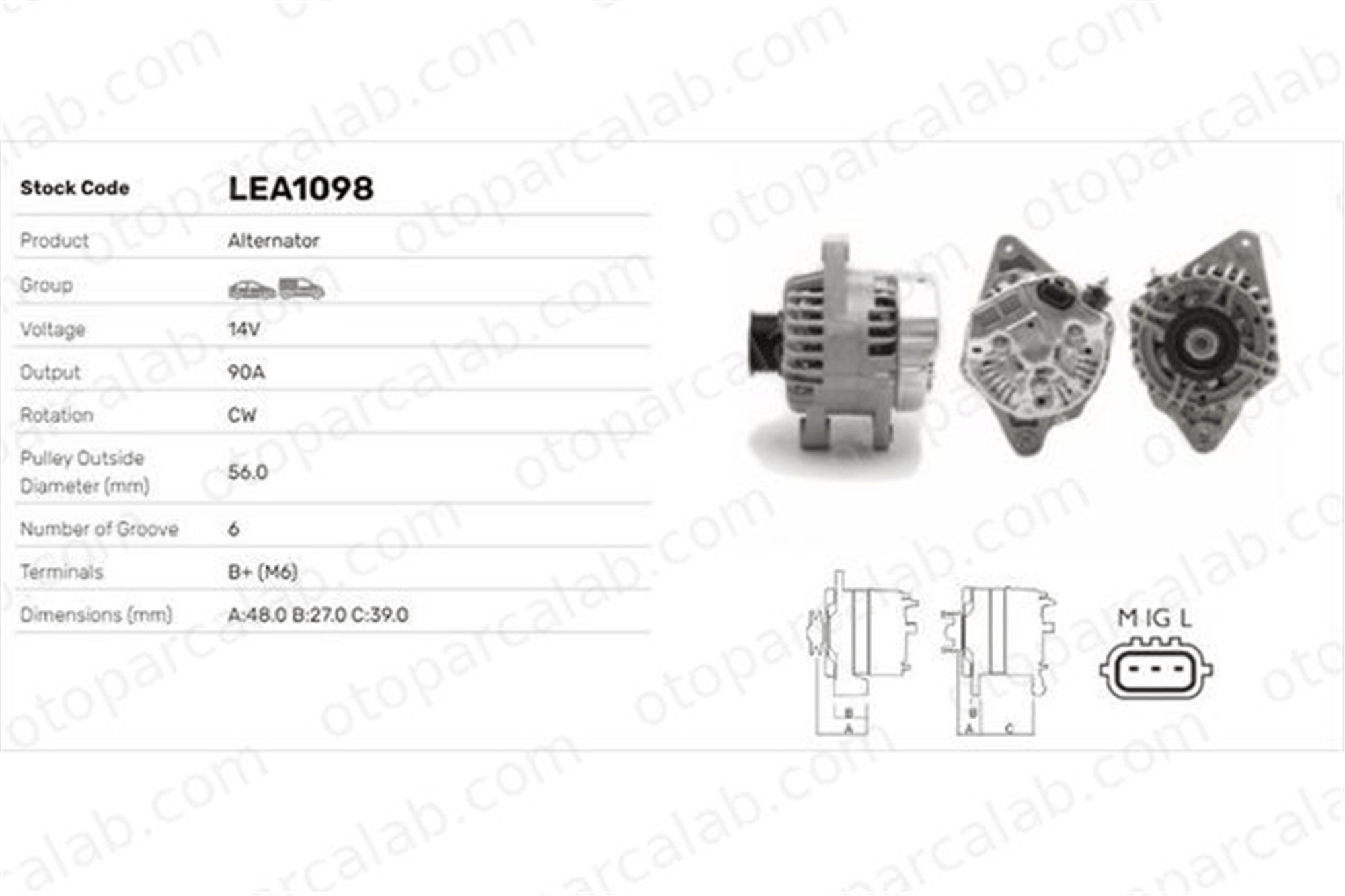 LUCAS ELEKTRIK LEA1098 Alternatör TOYOTA YARIS YARIS VERSO LEA1098 270600J010