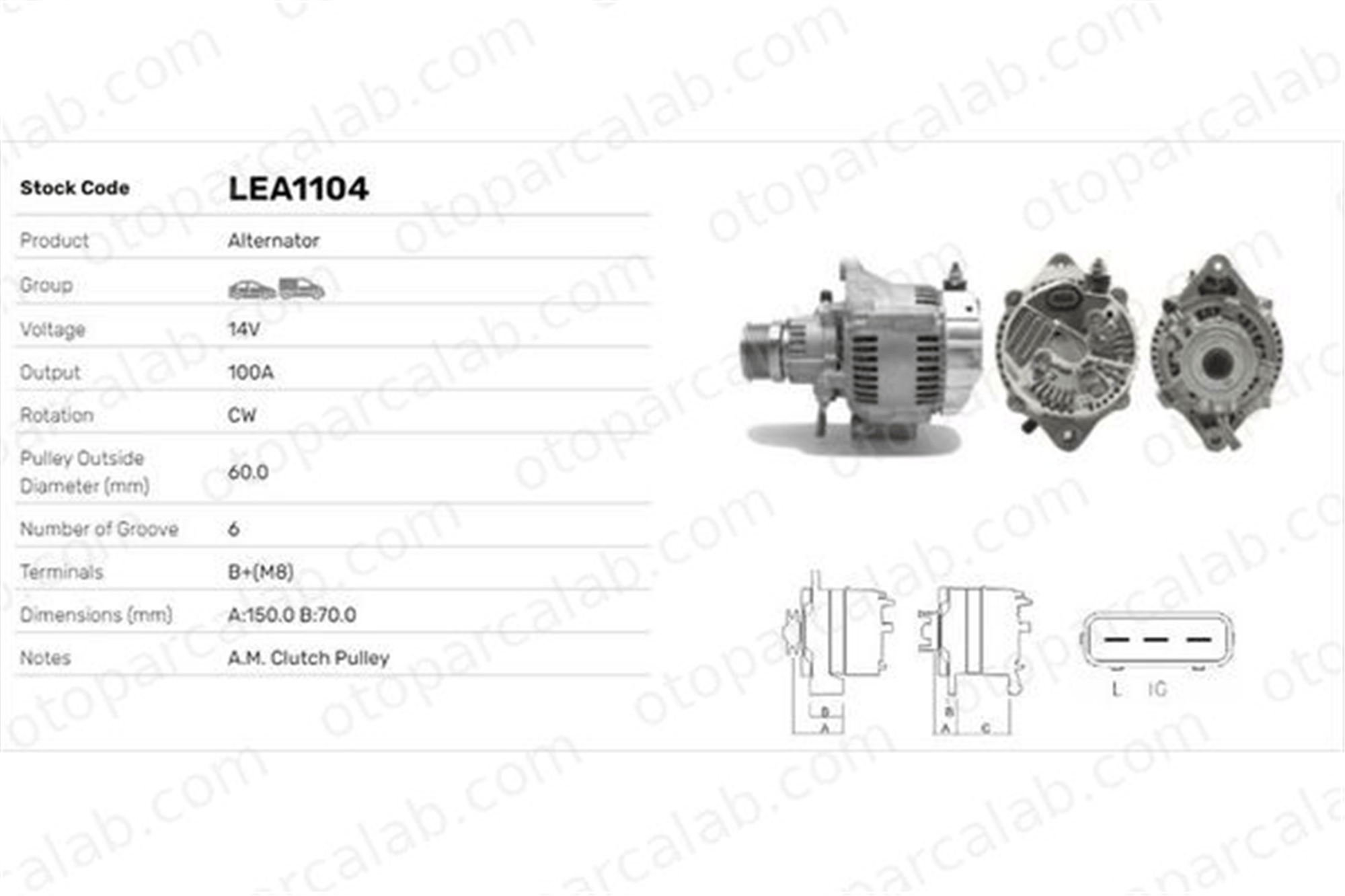 LUCAS ELEKTRIK LEA1104 Alternatör HYUNDAI GETZ ACCENT II LEA1104 3730027502