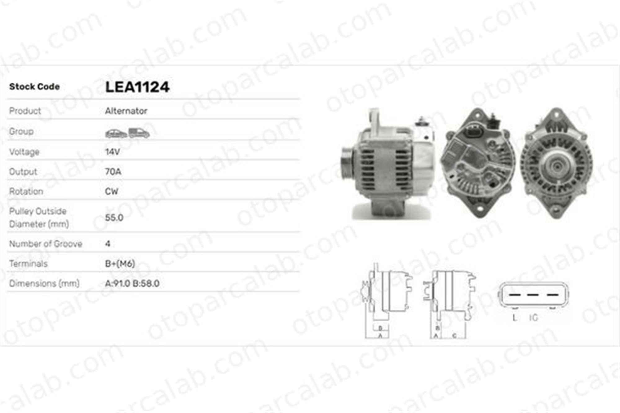 LUCAS ELEKTRIK LEA1124 Alternatör SUZUKI BALENO Station wagon BALENO LEA1124 A005TA6191