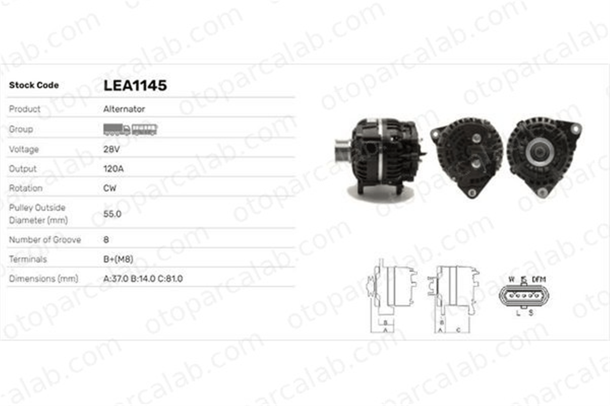 LUCAS ELEKTRIK LEA1145 Alternatör IVECO STRALIS II EUROCARGO V 2171218 2432708