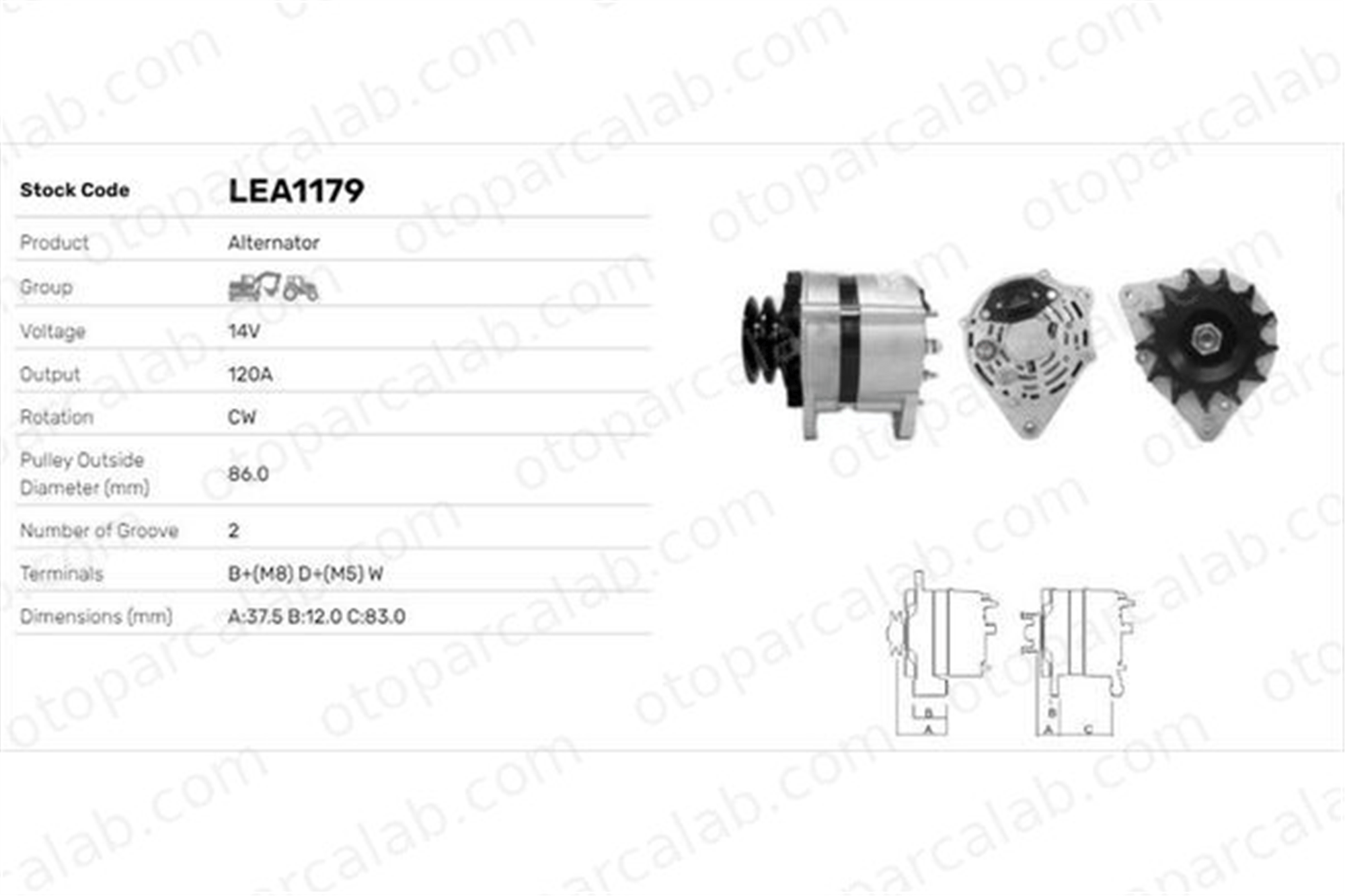 LUCAS ELEKTRIK LEA1179 Alternatör FIAT PANDA PUNTO 103611 111685N