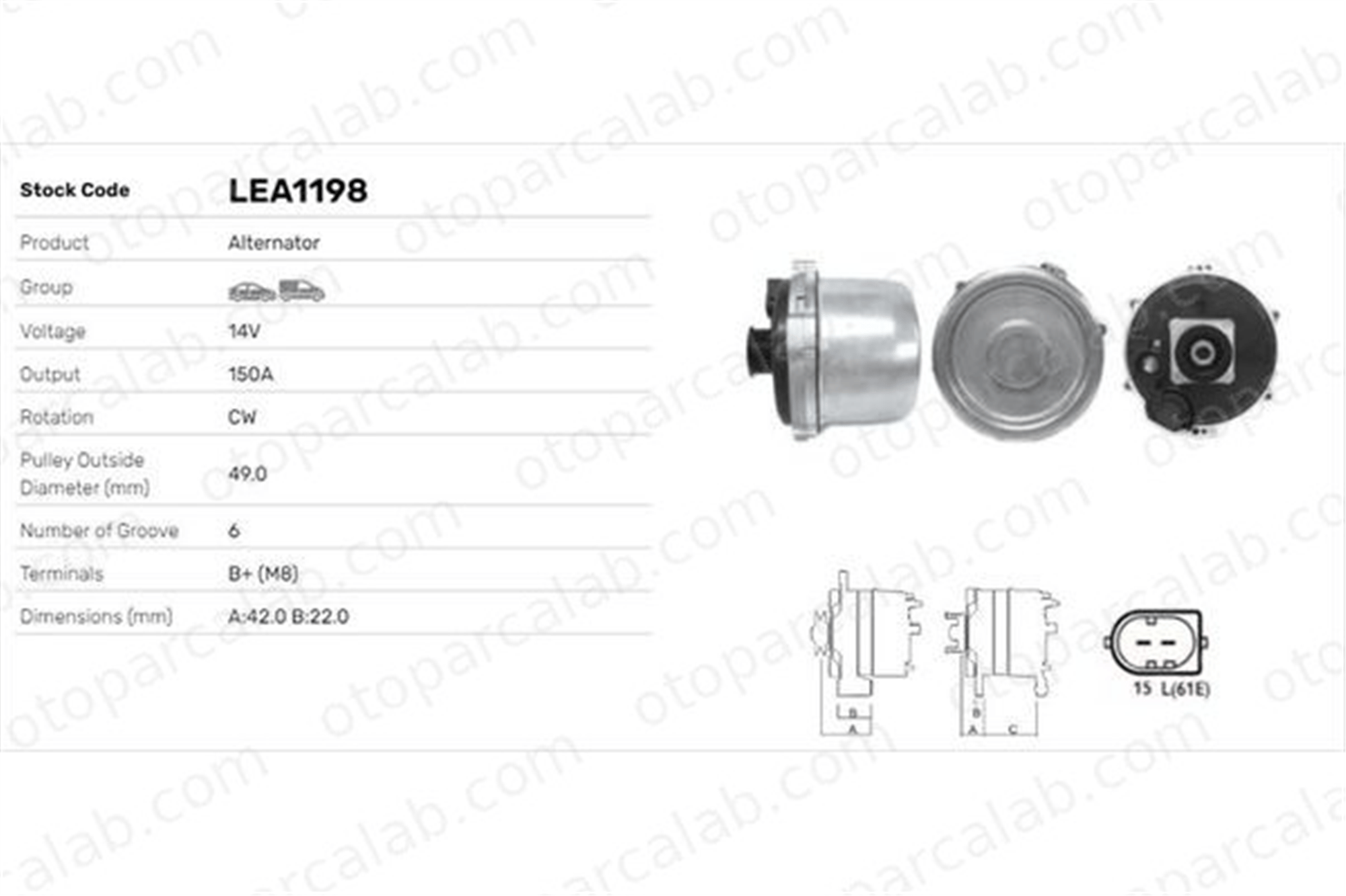 LUCAS ELEKTRIK LEA1198 Alternatör BMW 5 7 LEA1198