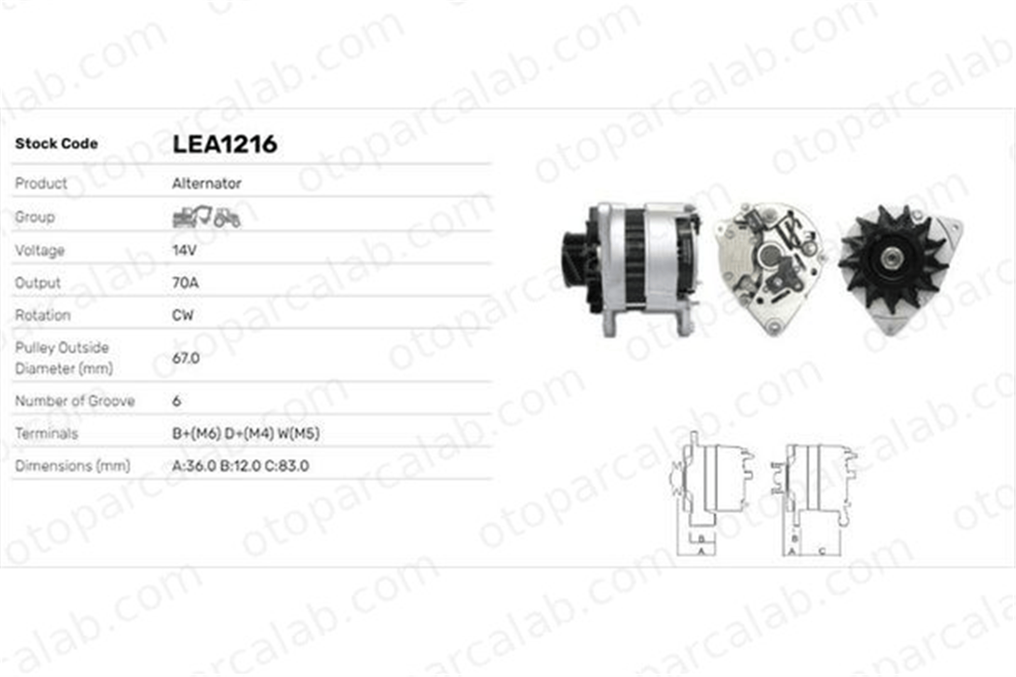 LUCAS ELEKTRIK LEA1216 Alternatör FORD FIESTA II FIESTA III F2NN10B376BA