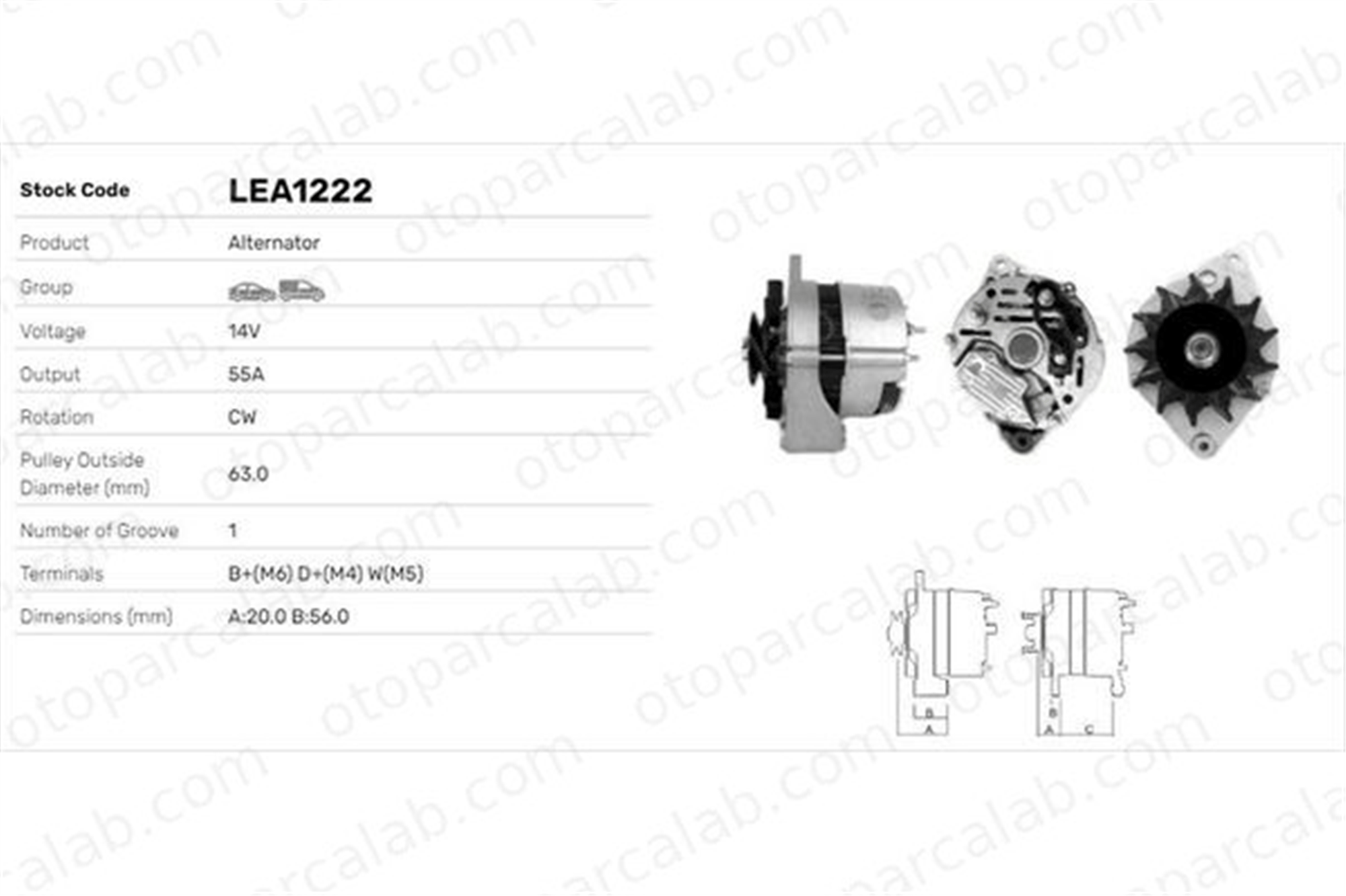 LUCAS ELEKTRIK LEA1222 Alternatör VW POLO II POLO Coupe 36903017JX 036903017JX