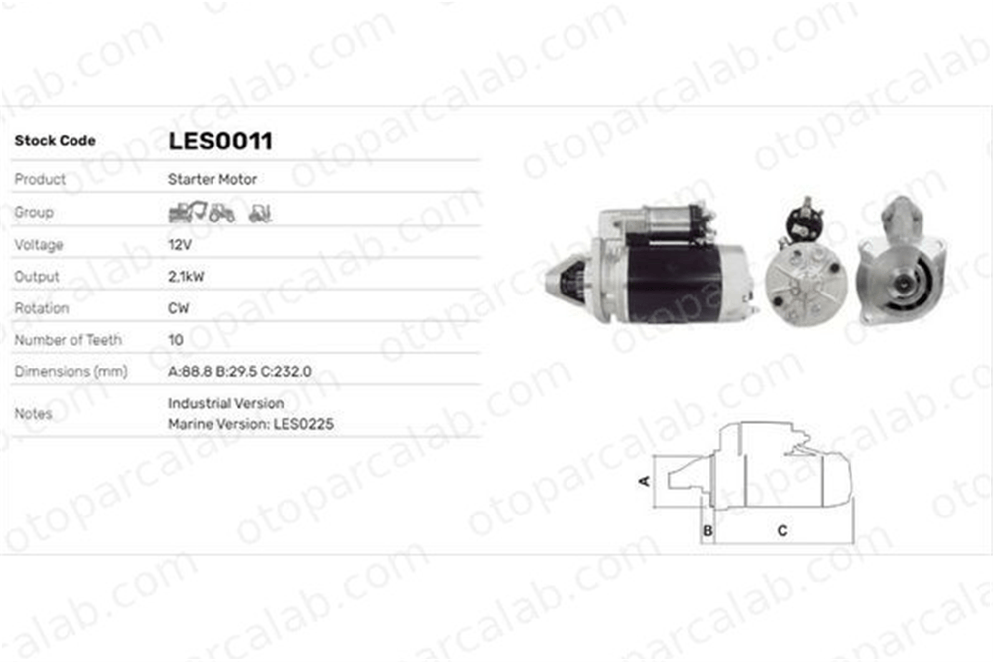 LUCAS ELEKTRIK LES0011 Marş Dinamosu LANDINI REX Series 1 1691806R1 3930509R1