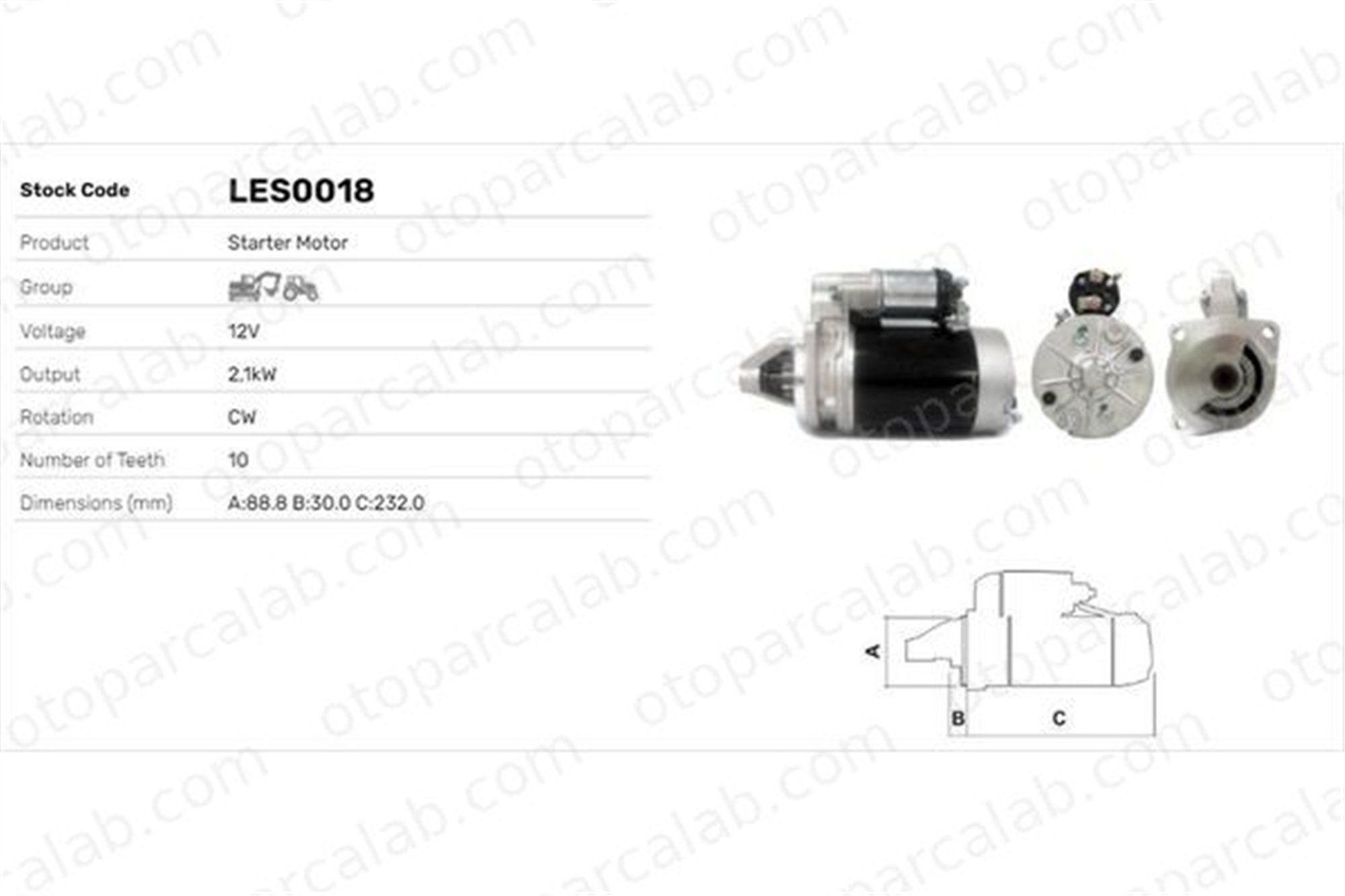 LUCAS ELEKTRIK LES0018 Marş Dinamosu CITROËN AX PEUGEOT 205 II 888346M1