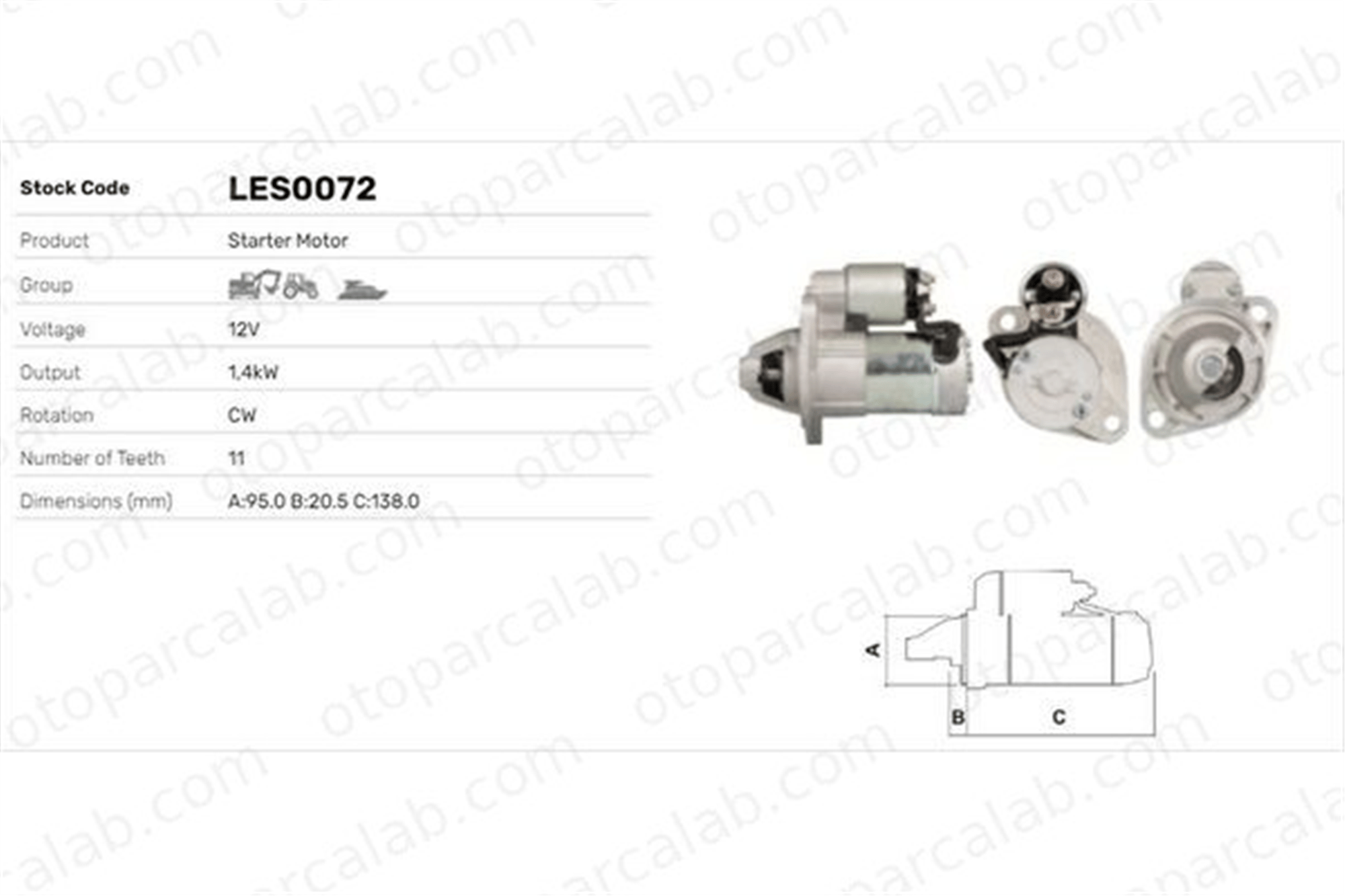 LUCAS ELEKTRIK LES0072 Marş Dinamosu MERCEDES-BENZ 190 PONTON S114814 S114815