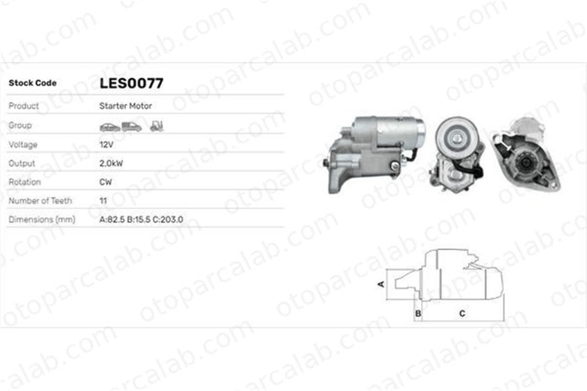 LUCAS ELEKTRIK LES0077 Marş Dinamosu TOYOTA HIACE IV Panelvan/Van HIACE IV Minibüs/Otobüs STR5003 STR7020