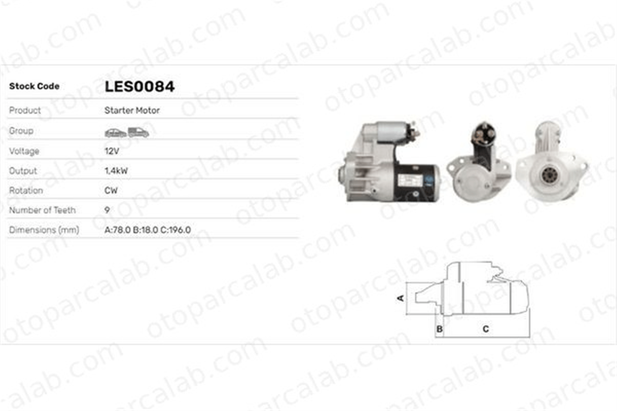 LUCAS ELEKTRIK LES0084 Marş Dinamosu OPEL ASTRA F Kombi van ASTRA F Station wagon S114481 S114481A