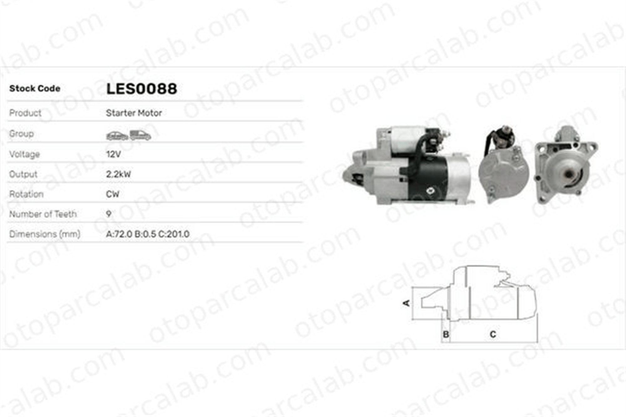 LUCAS ELEKTRIK LES0088 Marş Dinamosu OPEL MOVANO A Minibüs/Otobüs MOVANO A Panelvan/Van 7700300522 7700313447