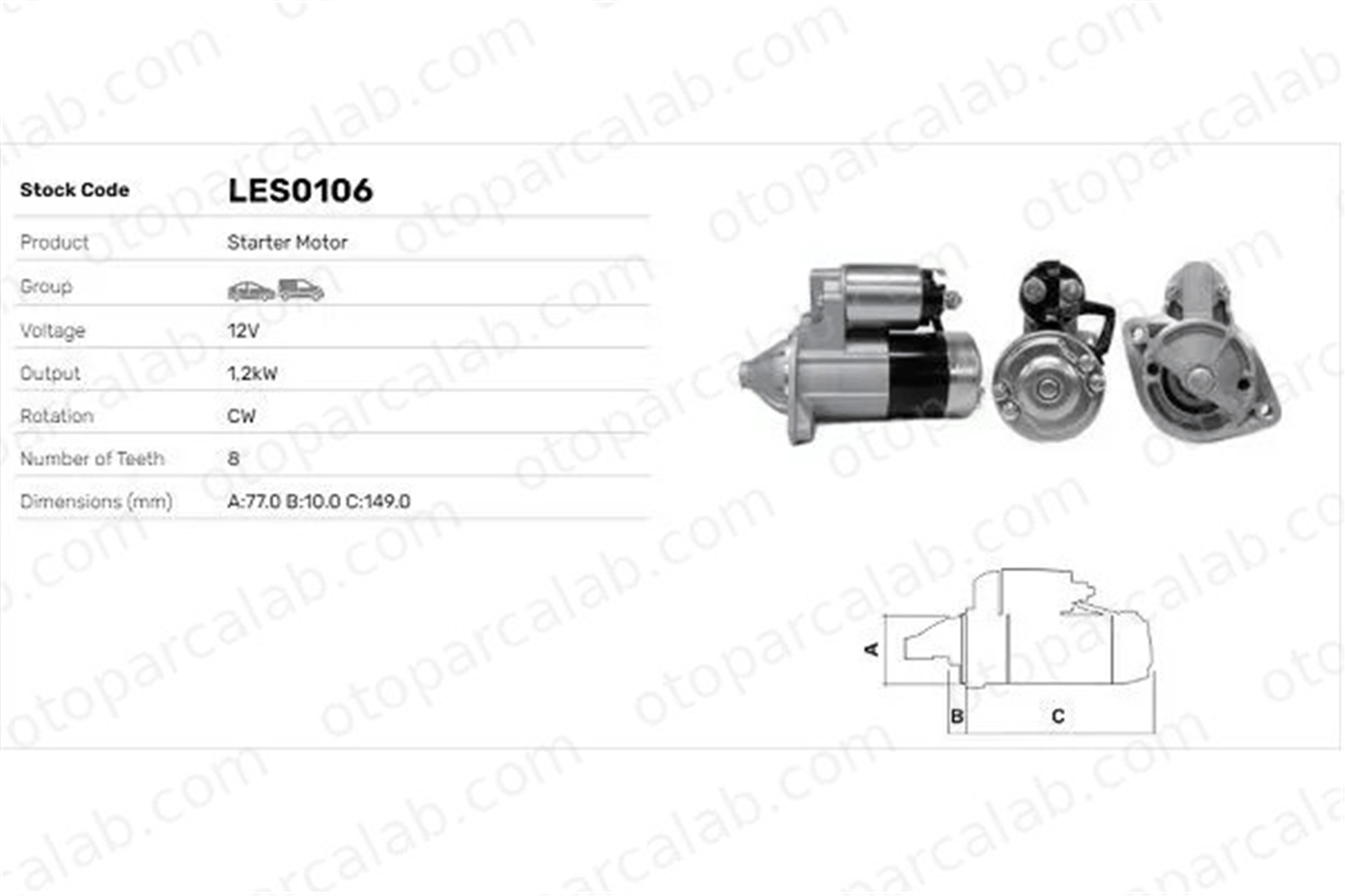 LUCAS ELEKTRIK LES0106 Marş Dinamosu MITSUBISHI CARISMA COLT V M000T30771 M000T80581