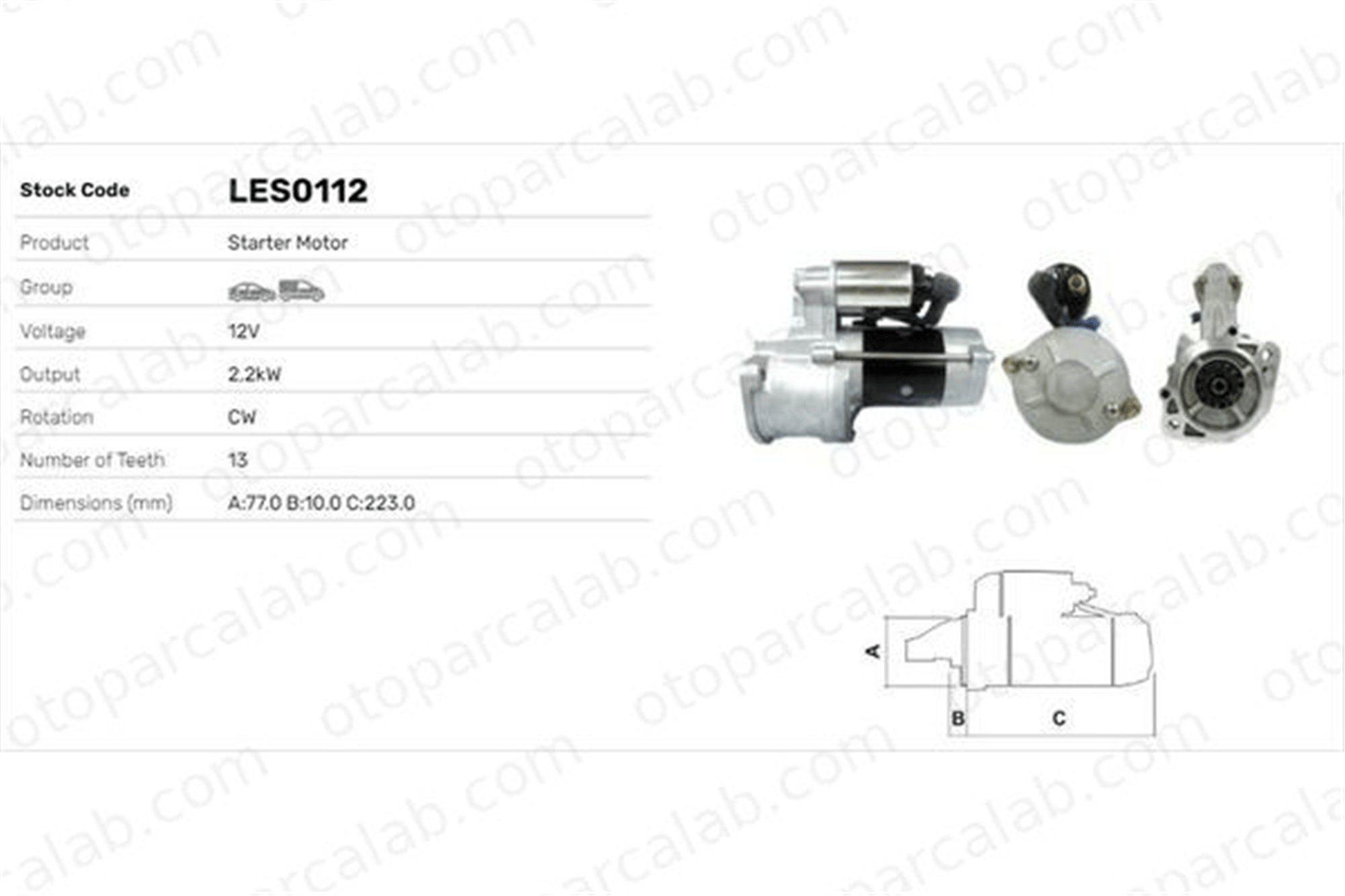LUCAS ELEKTRIK LES0112 Marş Dinamosu HYUNDAI H-1 / STAREX Minibüs/Otobüs MITSUBISHI L 300 III Minibüs/Otobüs 3610047600 HK988300