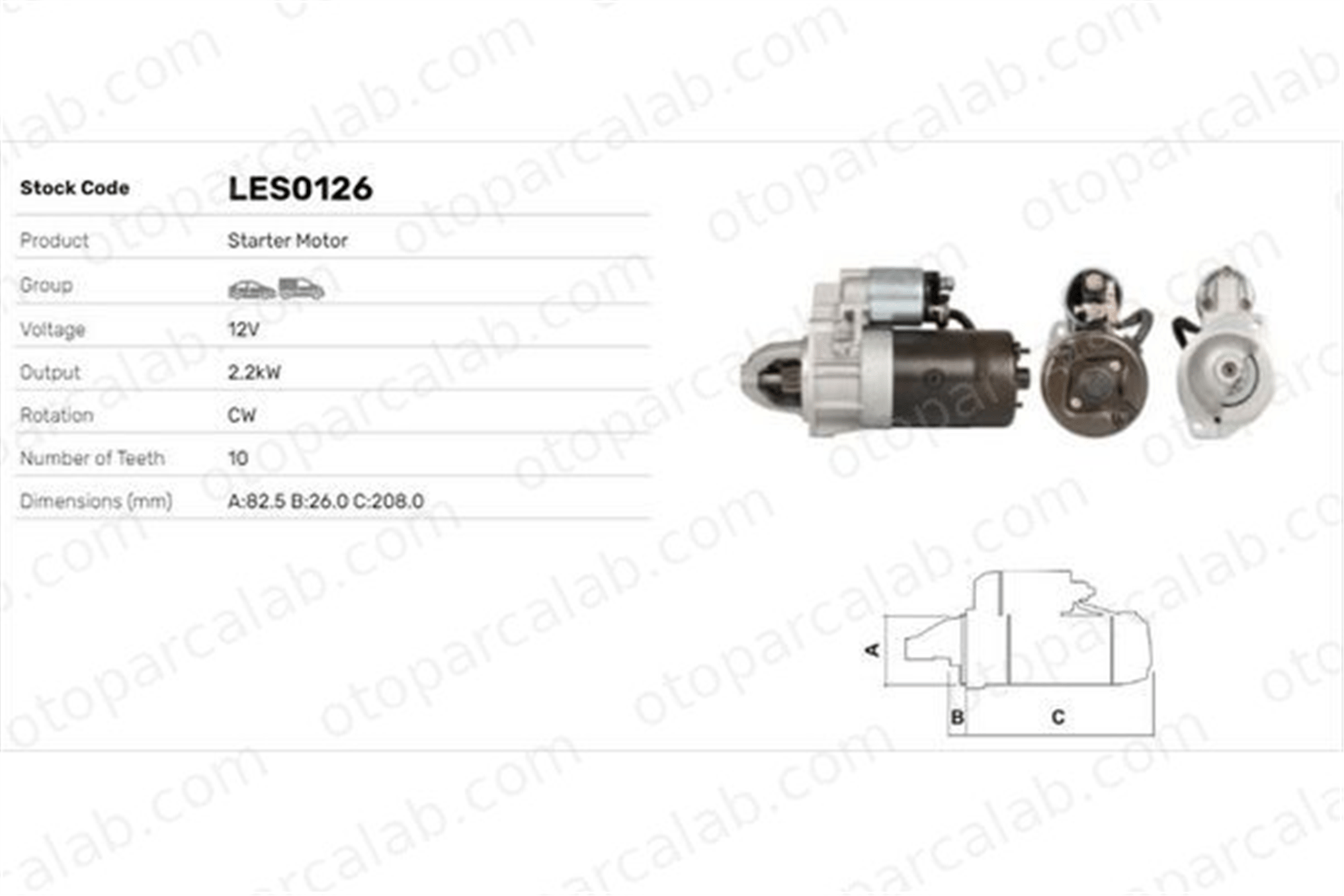 LUCAS ELEKTRIK LES0126 Marş Dinamosu MERCEDES-BENZ 124 Sedan 124 T-Model A0031512901 6611513101