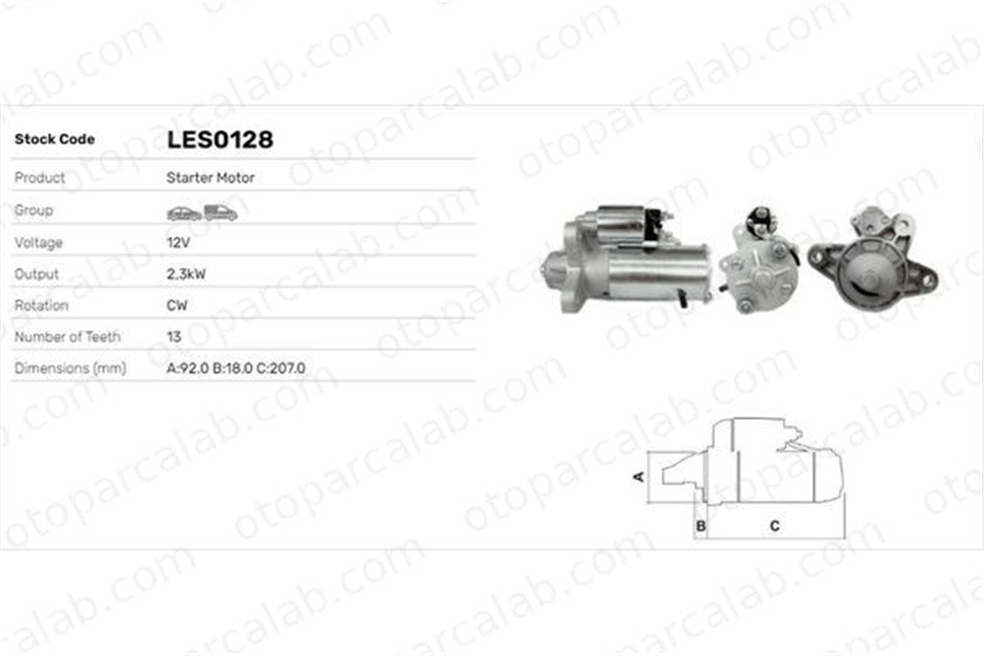 LUCAS ELEKTRIK LES0128 Marş Dinamosu FORD TRANSIT Minibüs/Otobüs TRANSIT Panelvan/Van 1027928 1059179