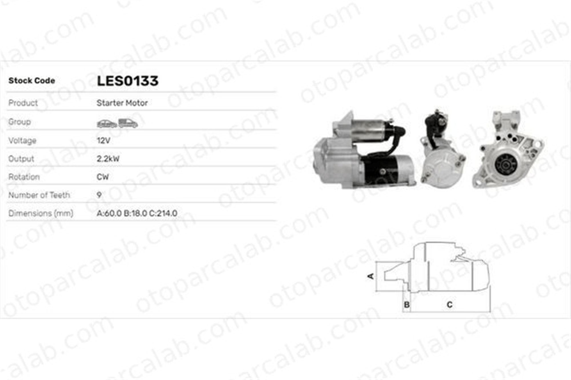 LUCAS ELEKTRIK LES0133 Marş Dinamosu HYUNDAI H-1 / STAREX Minibüs/Otobüs MITSUBISHI L200 M2T56871 M2T57871