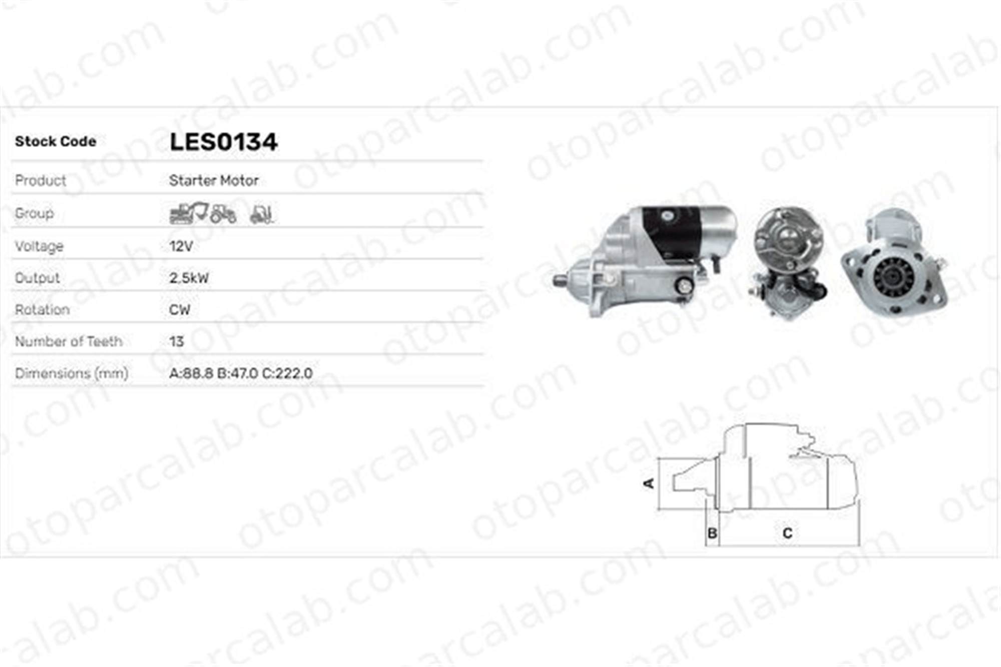 LUCAS ELEKTRIK LES0134 Marş Dinamosu DAIHATSU CUORE V 104452A1 104452A2R