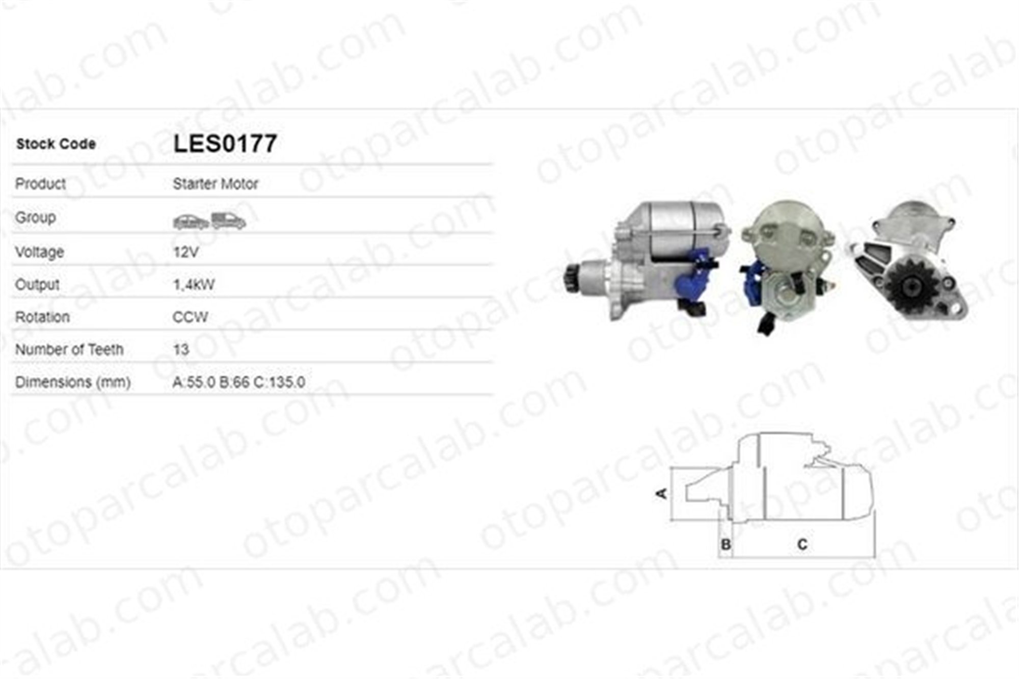 LUCAS ELEKTRIK LES0177 Marş Dinamosu TOYOTA CAMRY AVENSIS 2810003100 2810028010