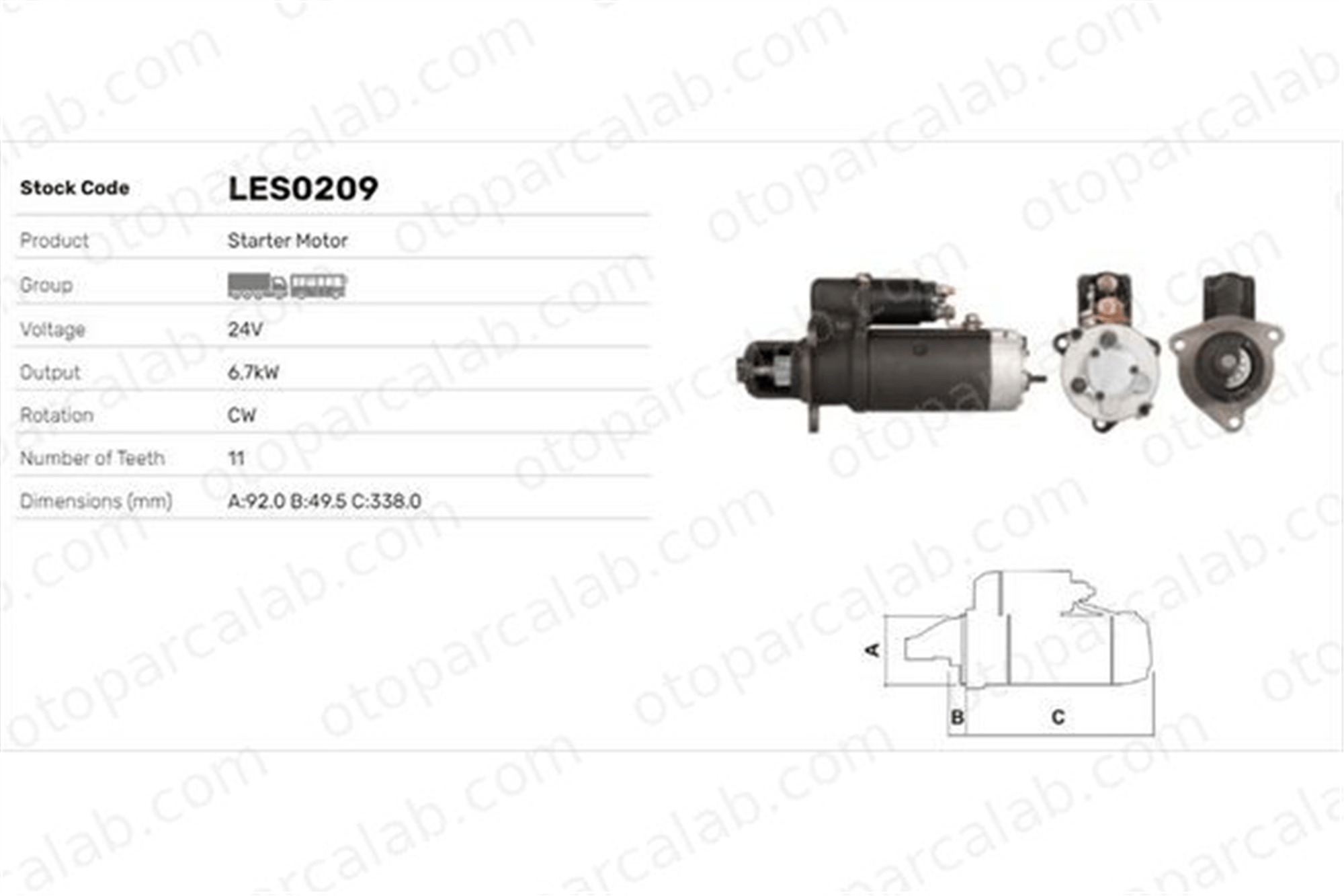 LUCAS ELEKTRIK LES0209 Marş Dinamosu SCANIA R II P II 1352290 1357709