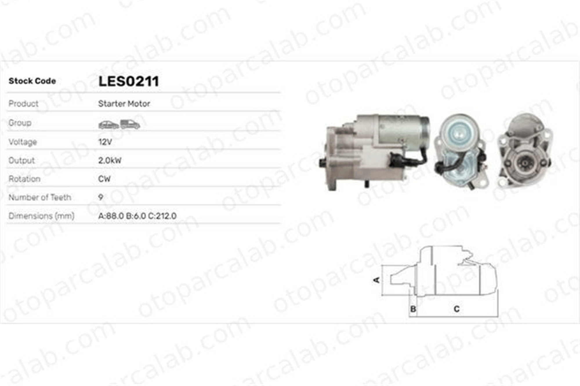 LUCAS ELEKTRIK LES0211 Marş Dinamosu MAZDA 323 F VI 626 II K71118400C 0K71118400C