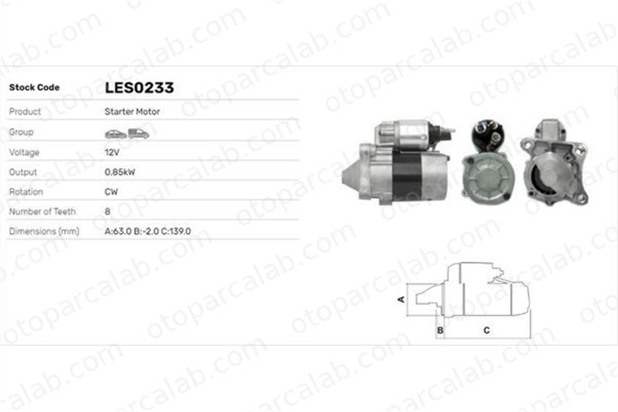 LUCAS ELEKTRIK LES0233 Marş Dinamosu RENAULT MEGANE II MEGANE II Station wagon 8200781939 8200815079C