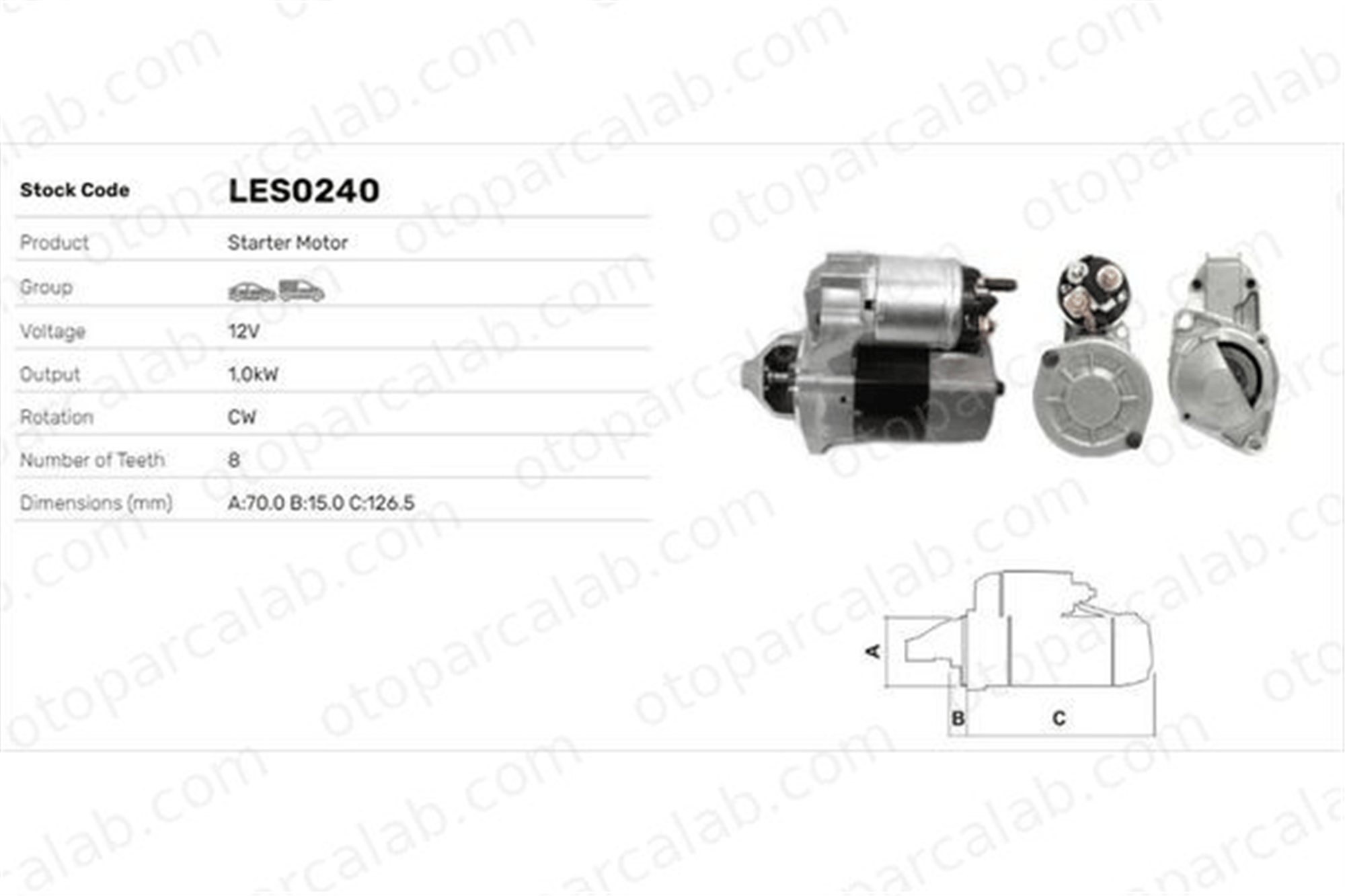 LUCAS ELEKTRIK LES0240 Marş Dinamosu MERCEDES-BENZ A-SERISI B-SERISI Sports Tourer 41518501 0041518501