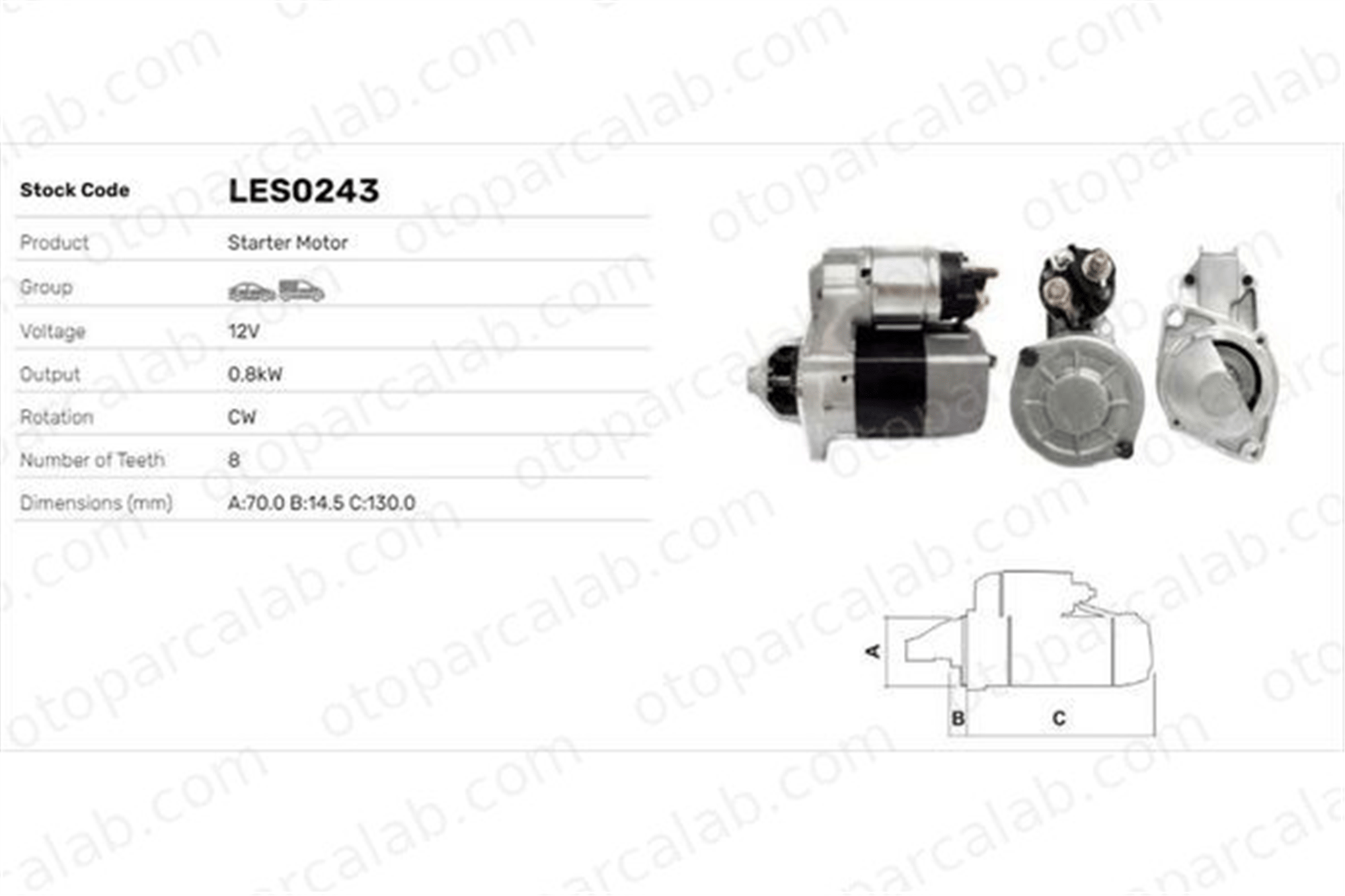 LUCAS ELEKTRIK LES0243 Marş Dinamosu MERCEDES-BENZ A-SERISI VANEO 1661510001 166151000180
